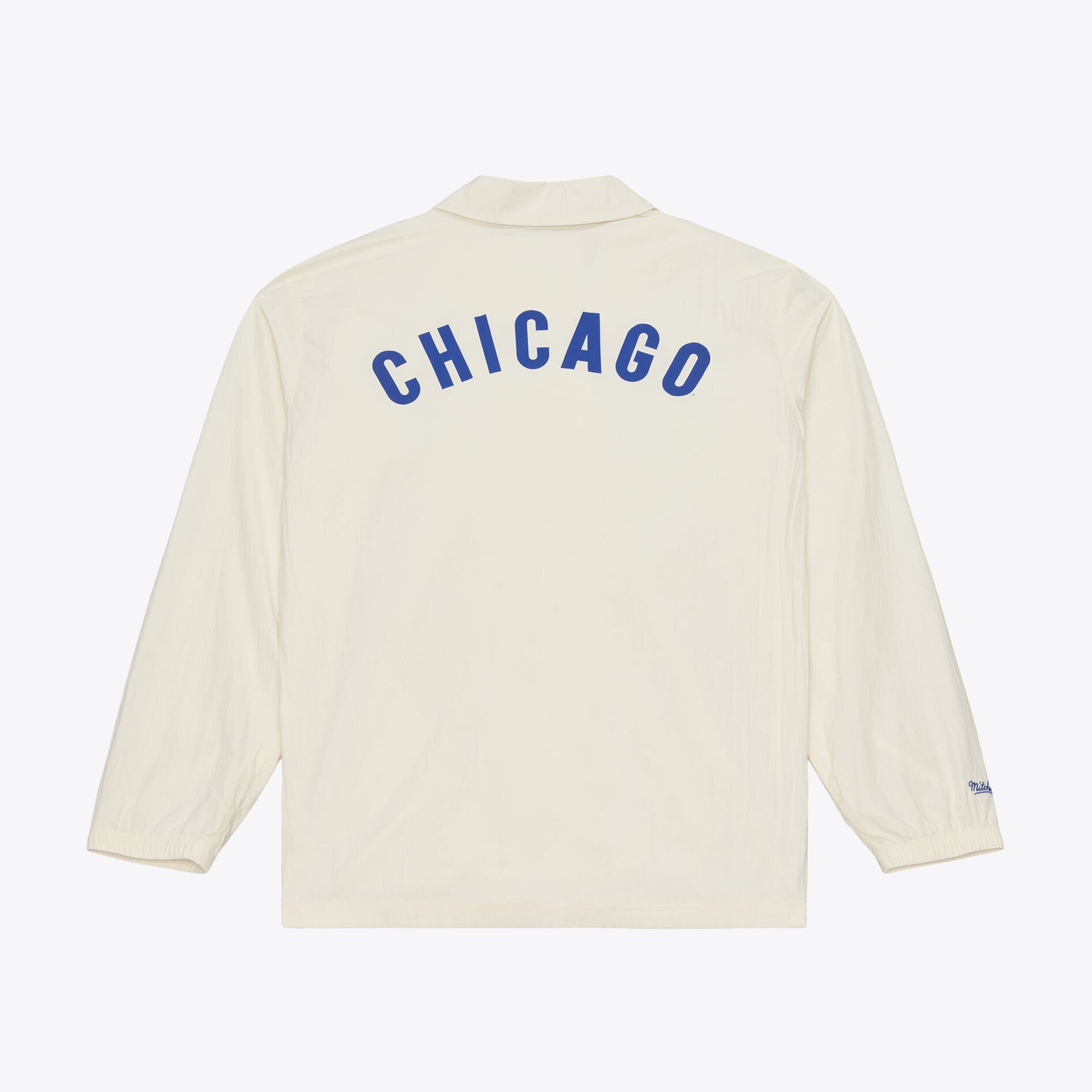 Men's Mitchell & Ness  Cream Chicago Cubs Cooperstown Collection Retro Roots Coaches Jacket