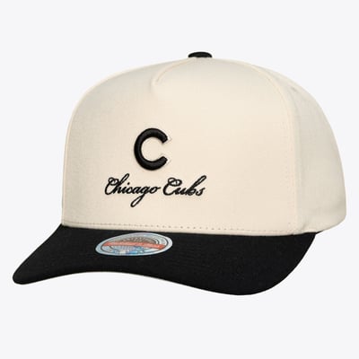  Chicago Cubs Mitchell & Ness Flawless Stretch Snapback Hat - Cream/Black