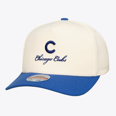  Chicago Cubs Mitchell & Ness Flawless Stretch-Snapback Hat - Cream/Royal