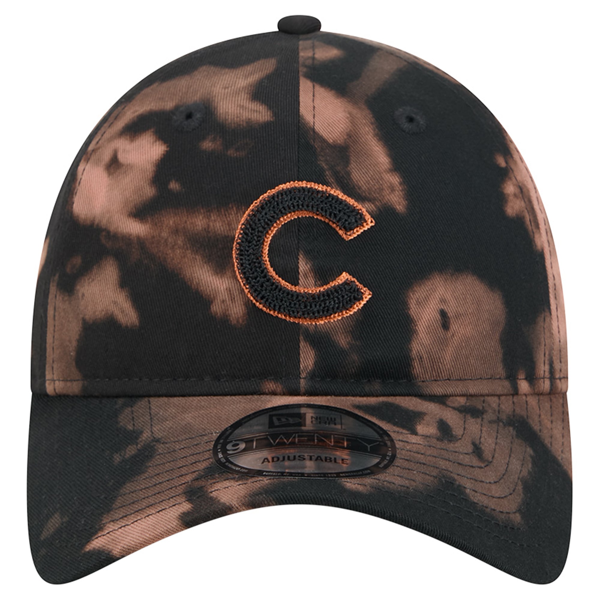 Men's New Era  Black Chicago Cubs Bleach Wash 9TWENTY Adjustable Hat