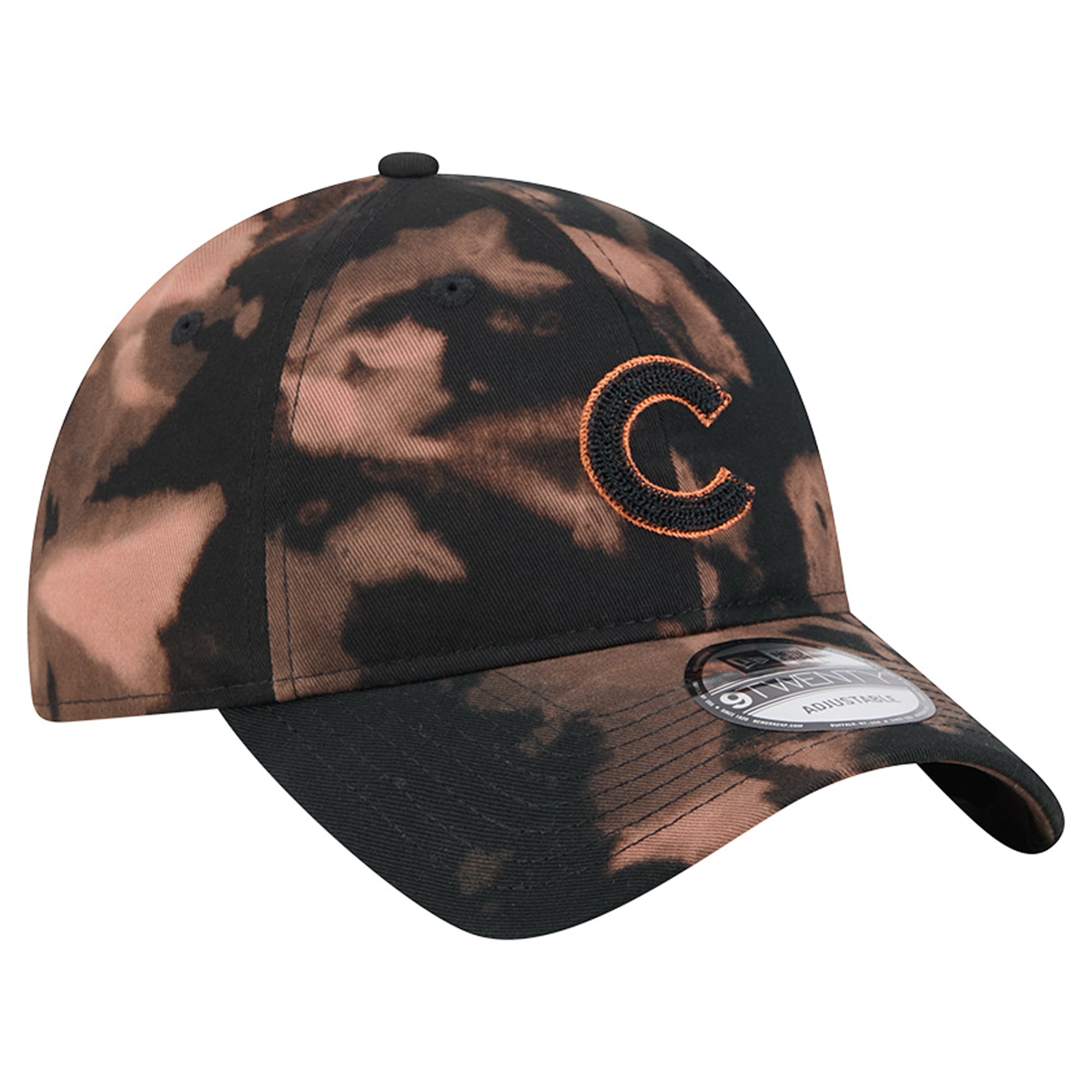 Men's New Era  Black Chicago Cubs Bleach Wash 9TWENTY Adjustable Hat