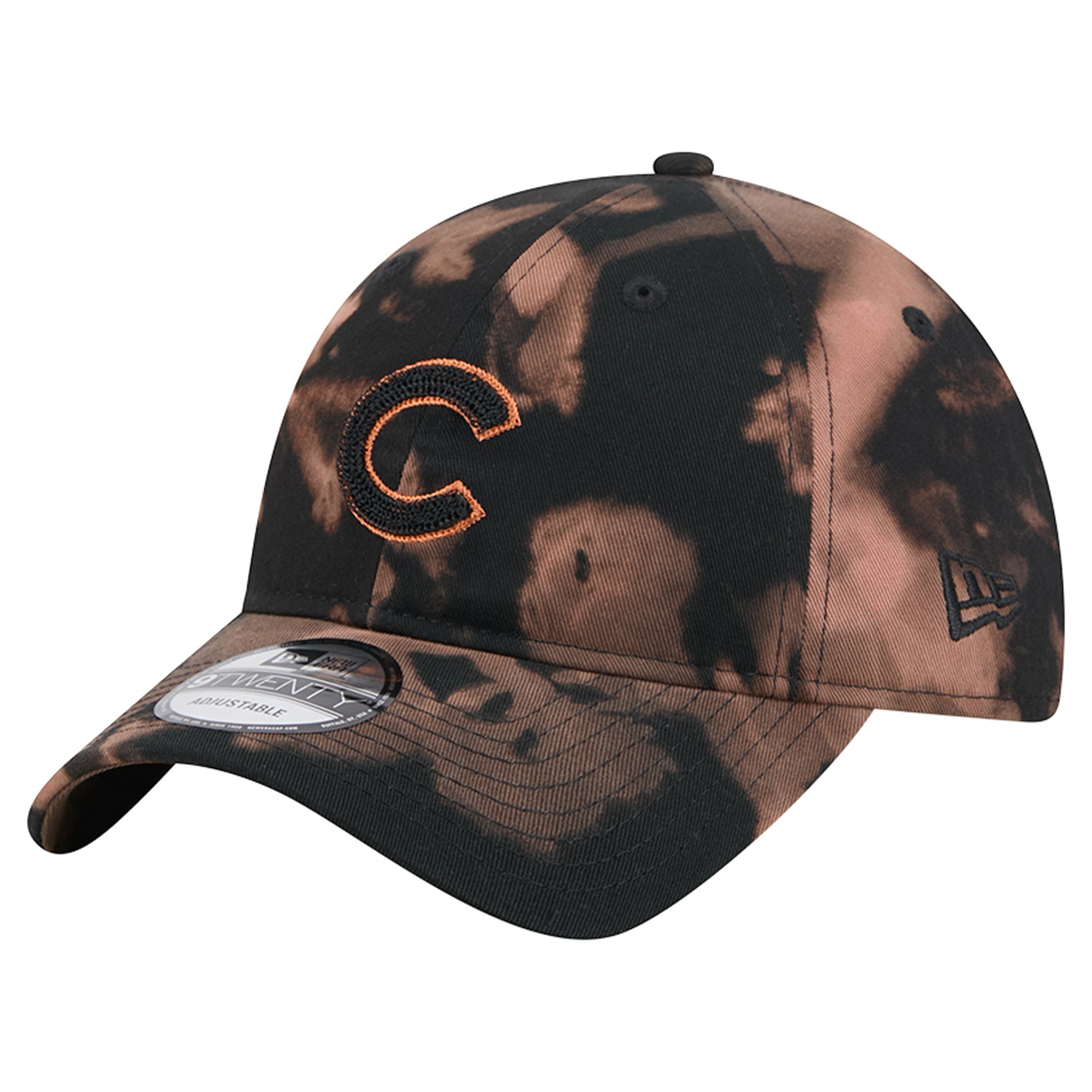 Men's New Era  Black Chicago Cubs Bleach Wash 9TWENTY Adjustable Hat