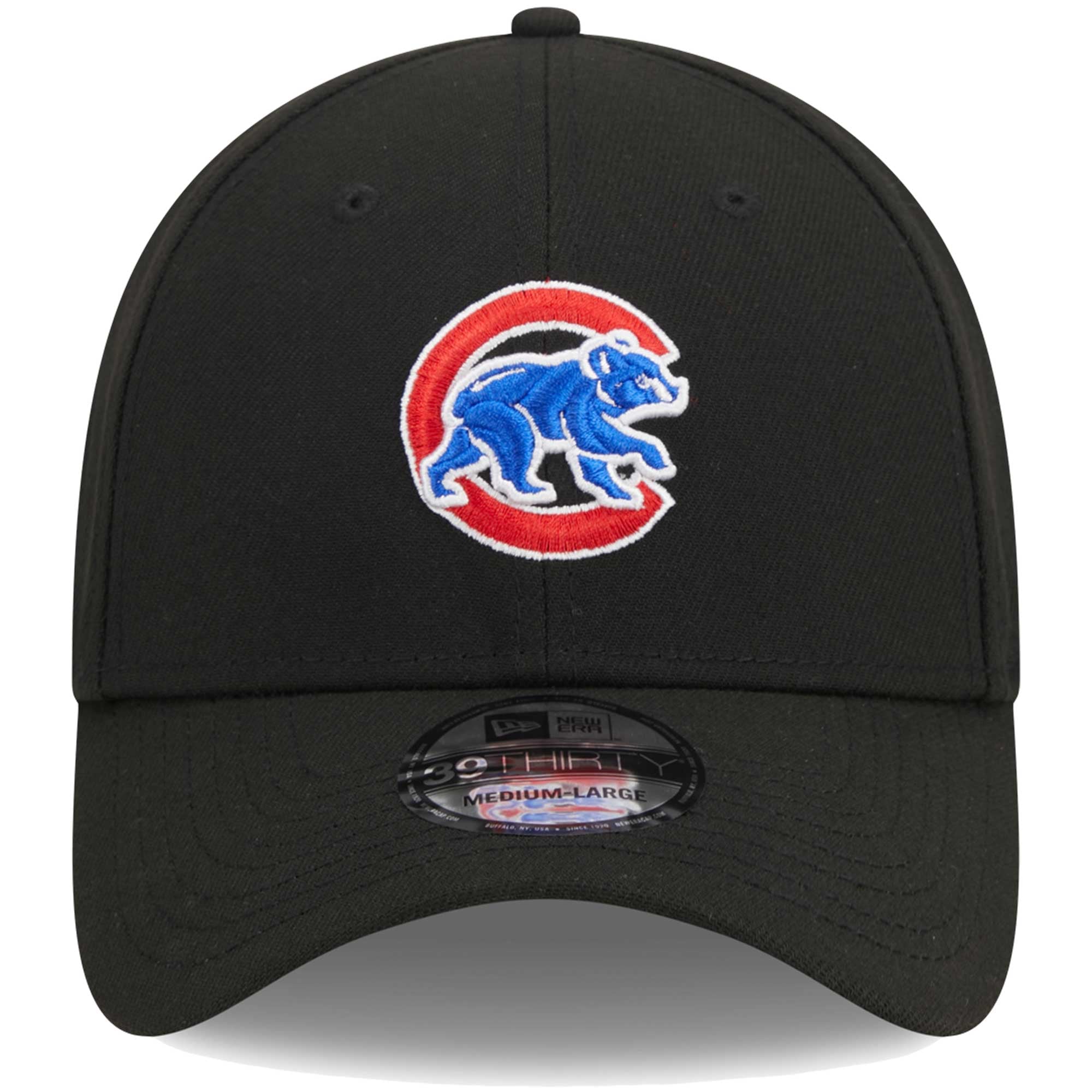 Men's New Era Black Chicago Cubs Logo 39THIRTY Flex Hat