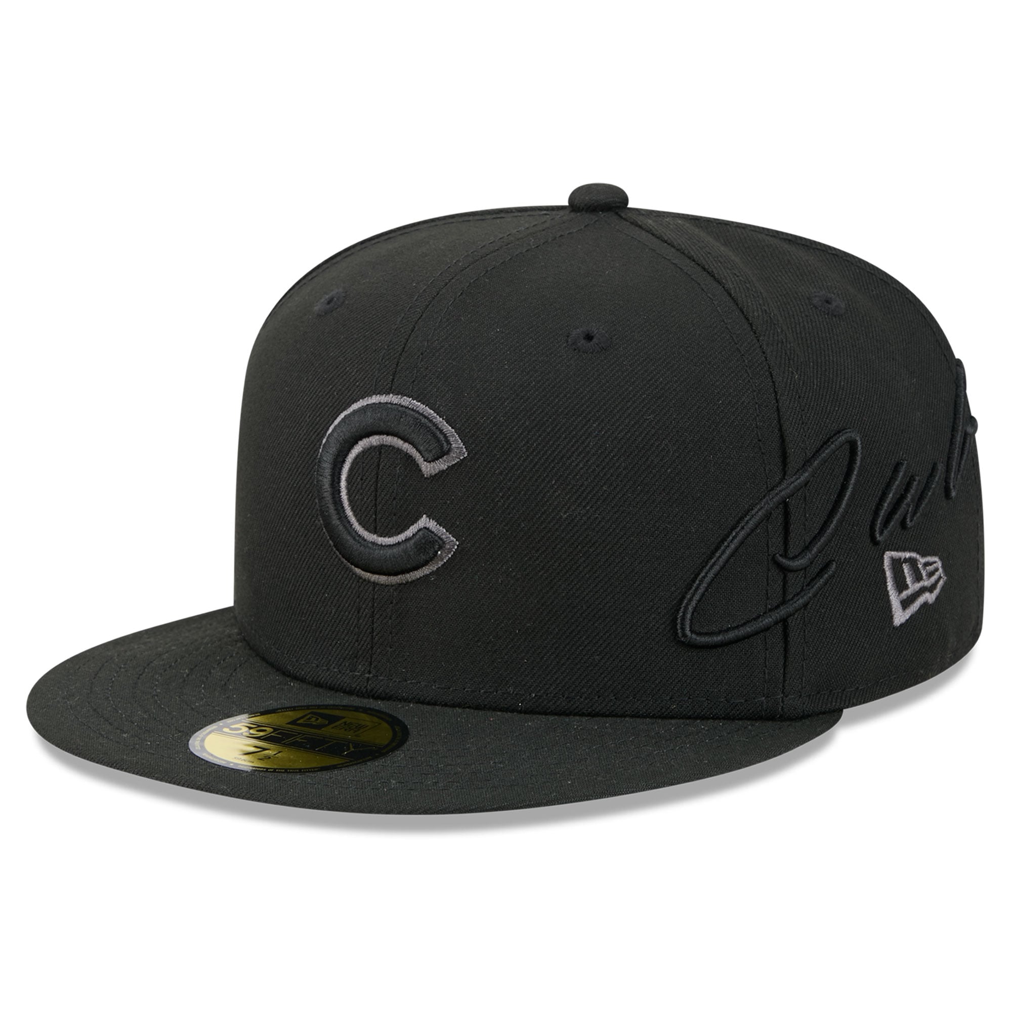 Men's New Era Black Chicago Cubs Side Script 59FIFTY Fitted Hat