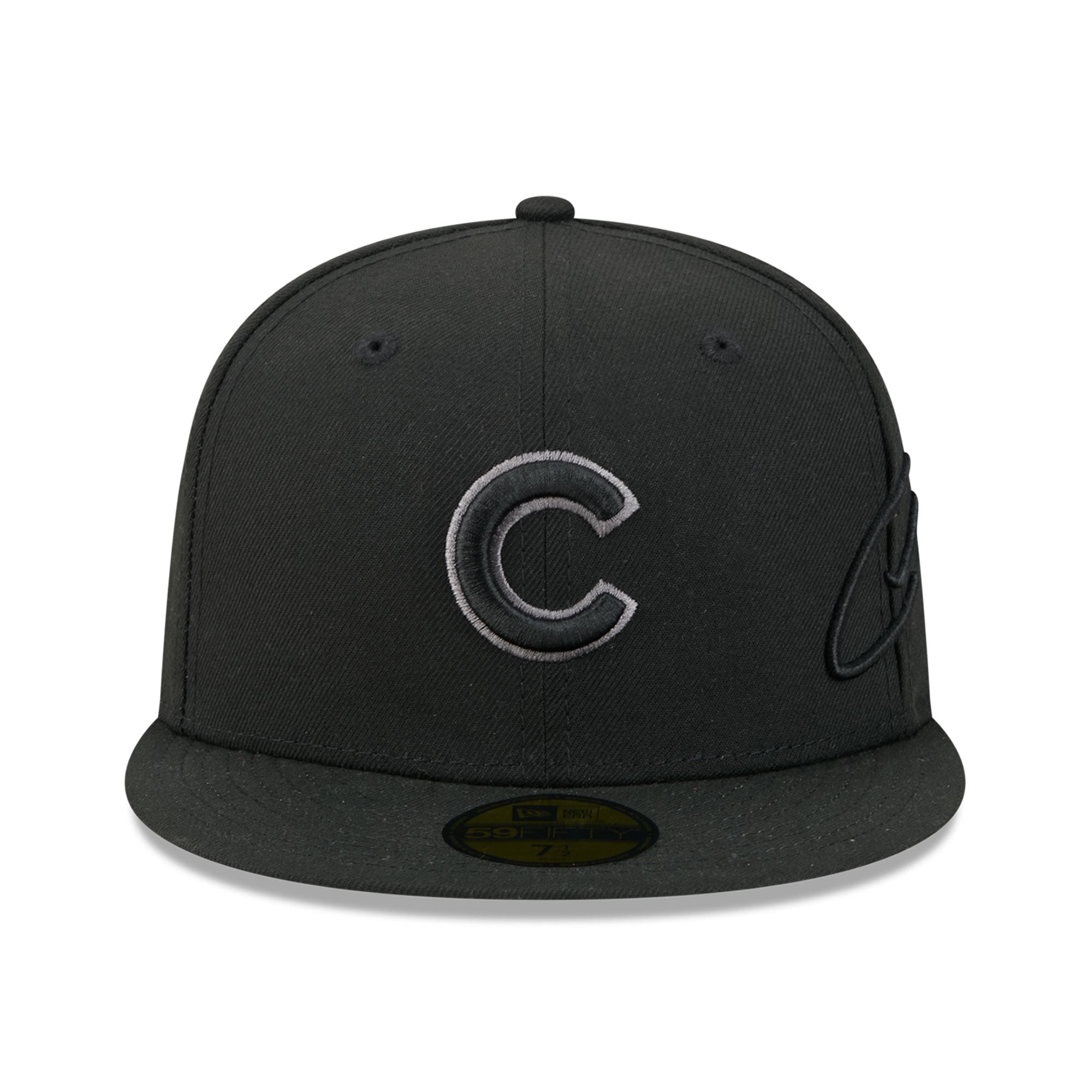 Men's New Era Black Chicago Cubs Side Script 59FIFTY Fitted Hat