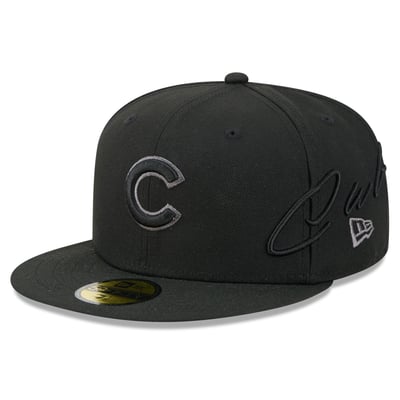 Chicago Cubs New Era Side Script 59FIFTY Fitted Hat - Black