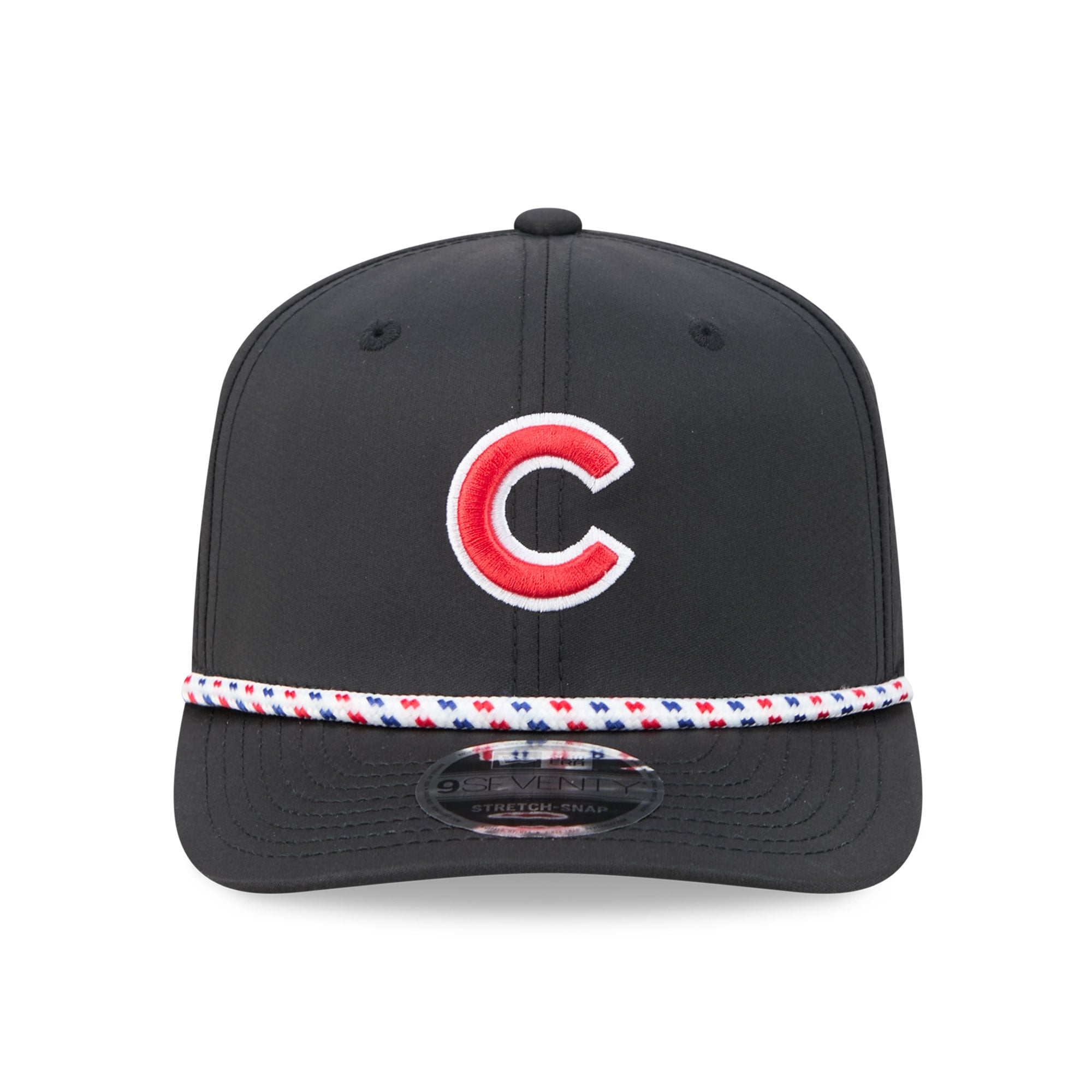 Casquette New Era noire Chicago Cubs pour homme, modèle 9SEVENTY, avec cordon de serrage et ajustable.