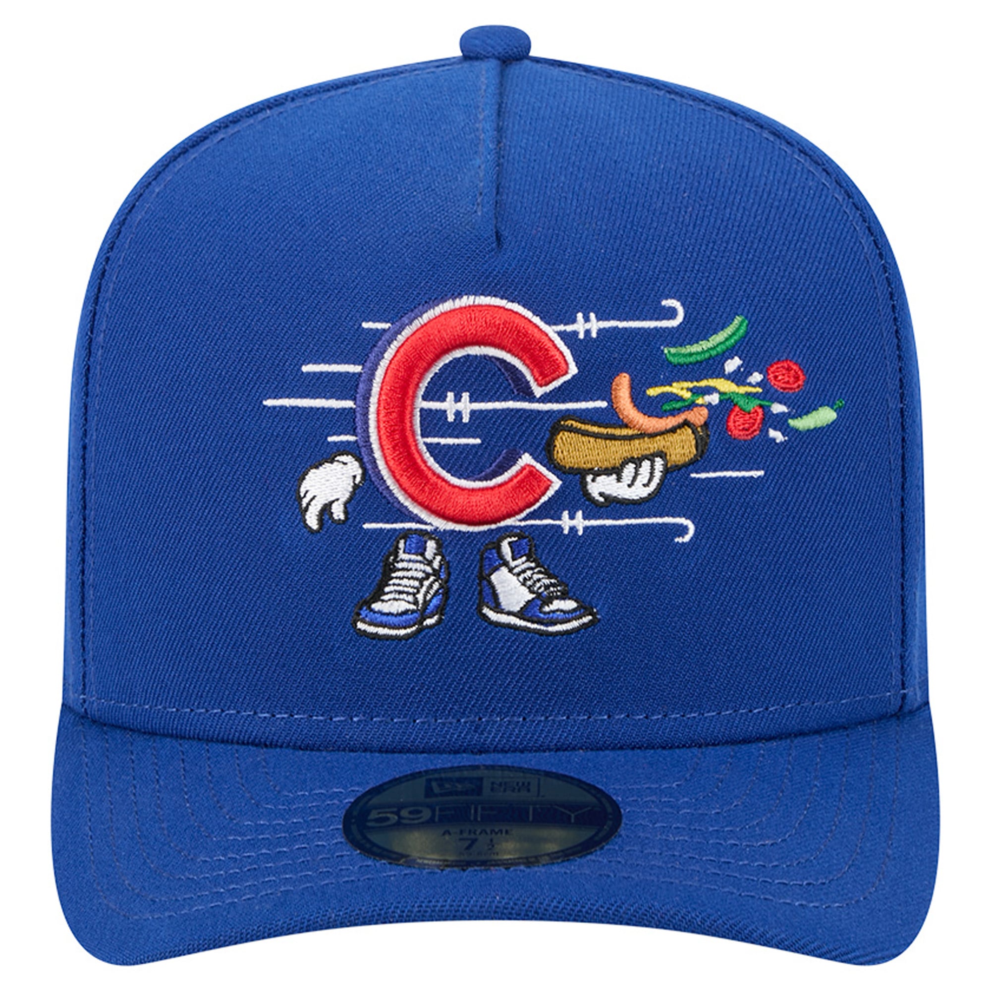 Casquette ajustée New Era 59FIFTY bleue pour homme, motif dessin animé des Cubs de Chicago