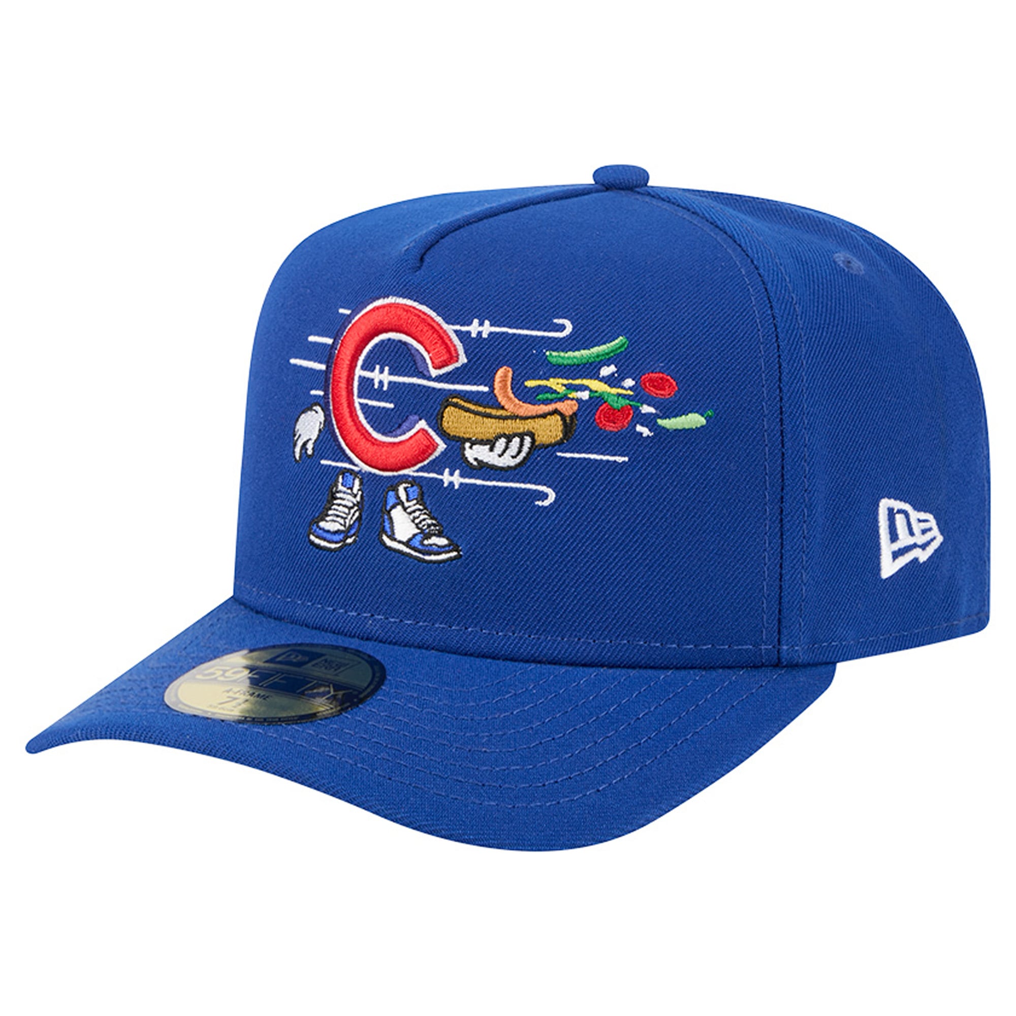 Casquette ajustée New Era 59FIFTY bleue pour homme, motif dessin animé des Cubs de Chicago