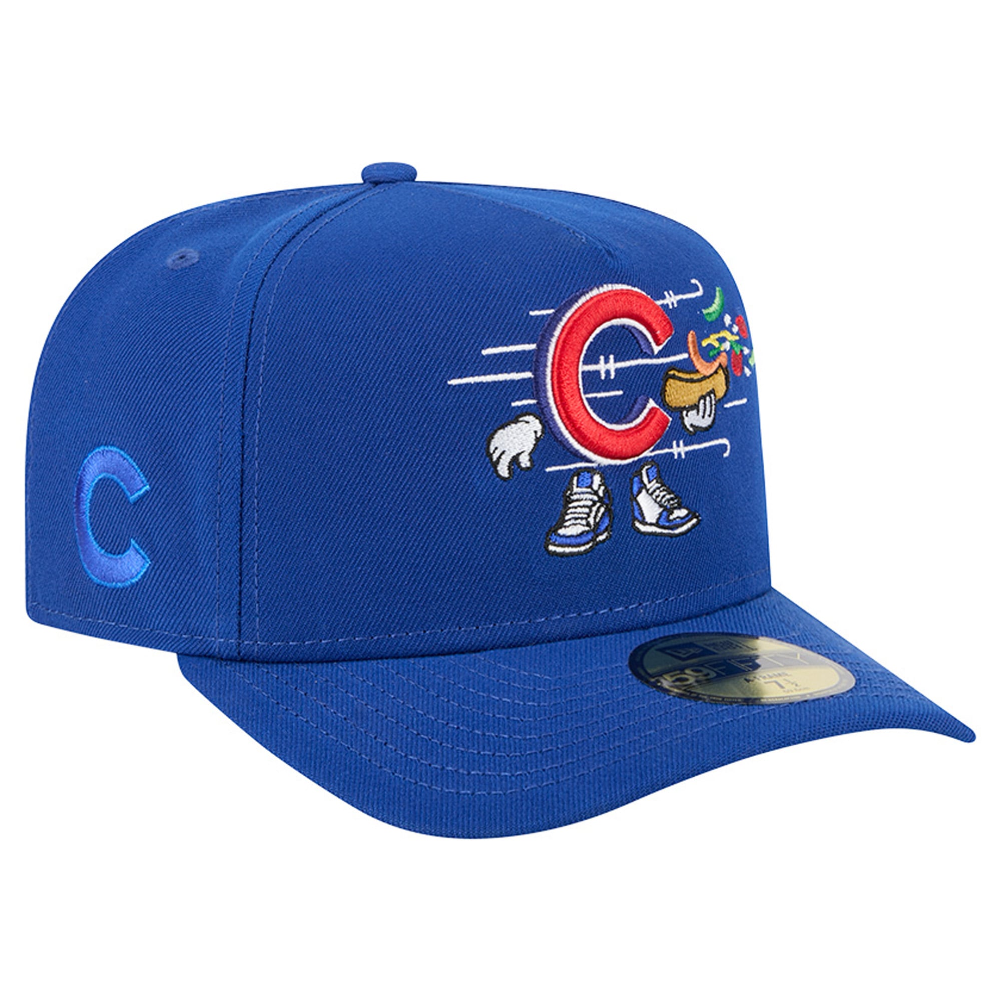 Casquette ajustée New Era 59FIFTY bleue pour homme, motif dessin animé des Cubs de Chicago
