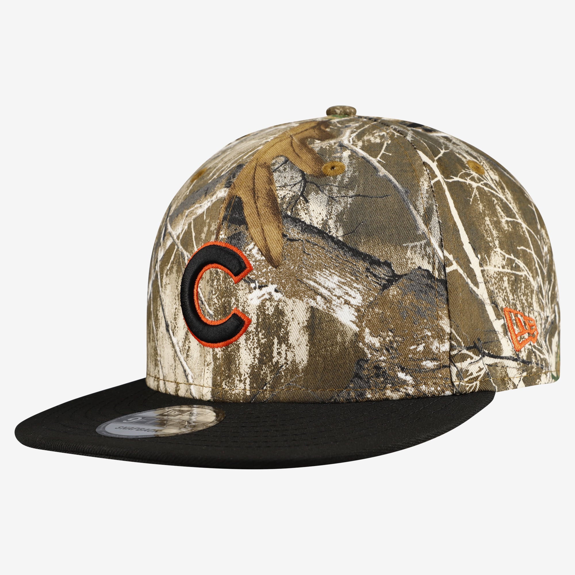 Casquette snapback New Era 9FIFTY pour homme, motif camouflage Chicago Cubs Realtree Orange Pop
