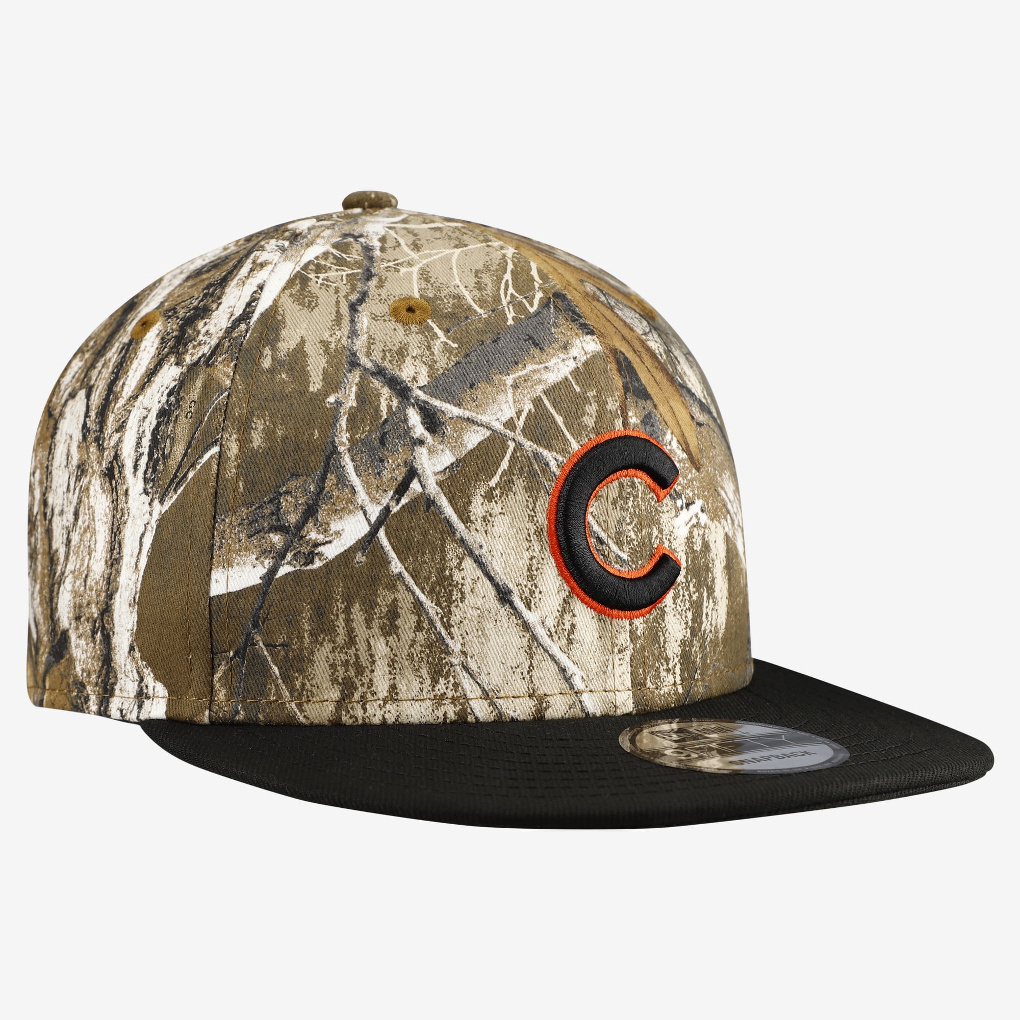 Casquette snapback New Era 9FIFTY pour homme, motif camouflage Chicago Cubs Realtree Orange Pop