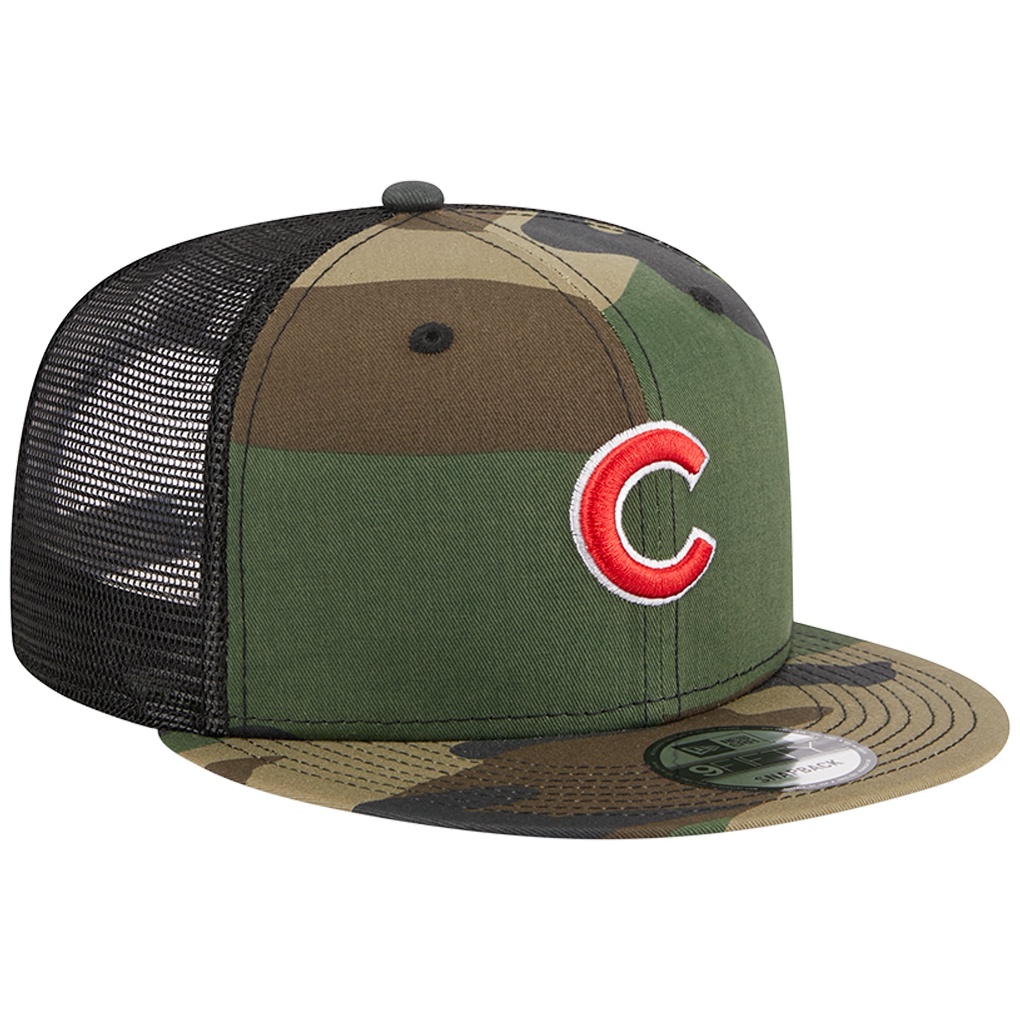 Casquette New Era Camo Chicago Cubs Woodland Camo Trucker 9FIFTY Snapback pour homme