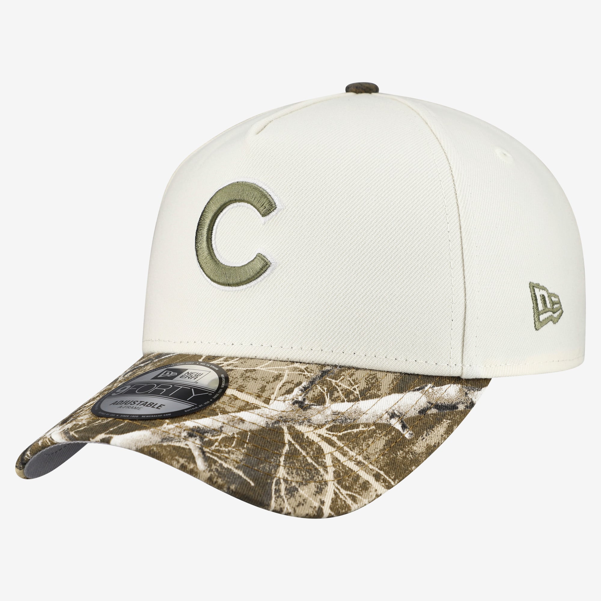 Men's New Era Cream/Realtree Camo Chicago Cubs 9FORTY A-Frame Adjustable Hat