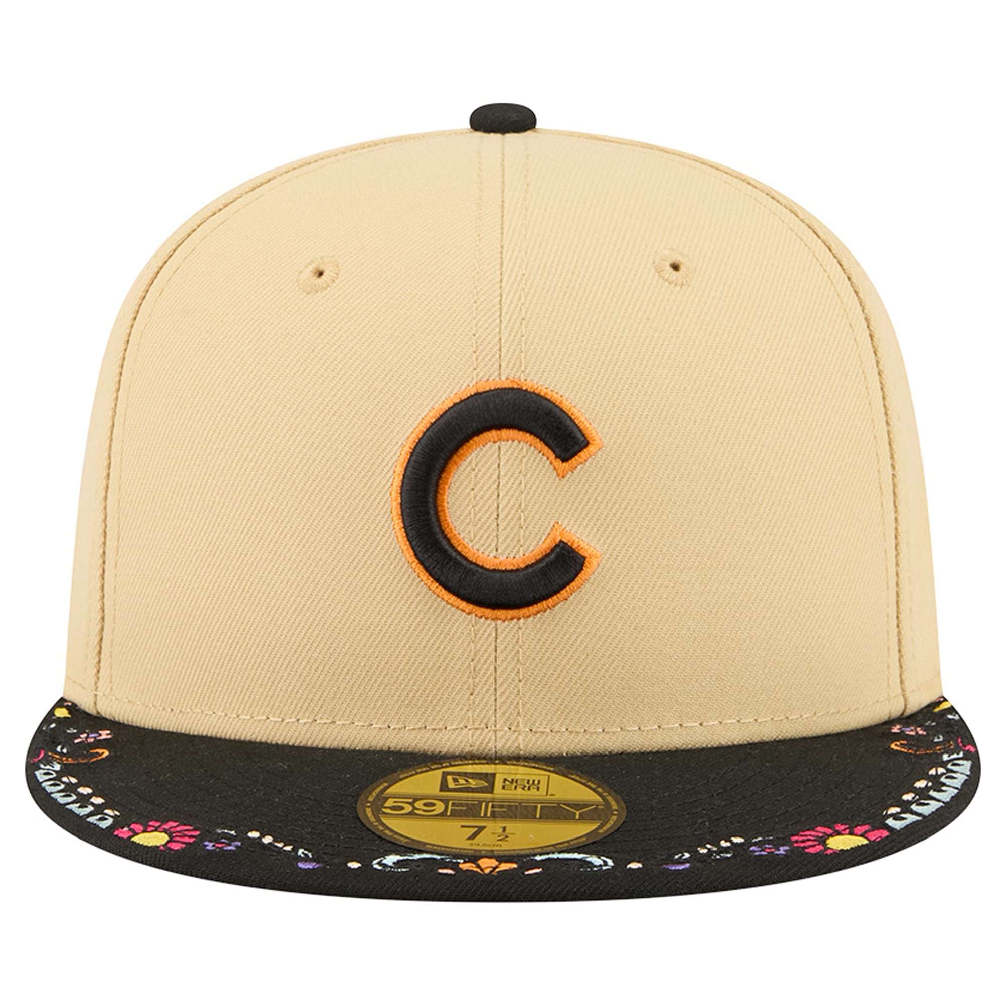 Men's New Era Light Beige Chicago Cubs Two-Tone Embroidered Visor 59FIFTY Fitted Hat