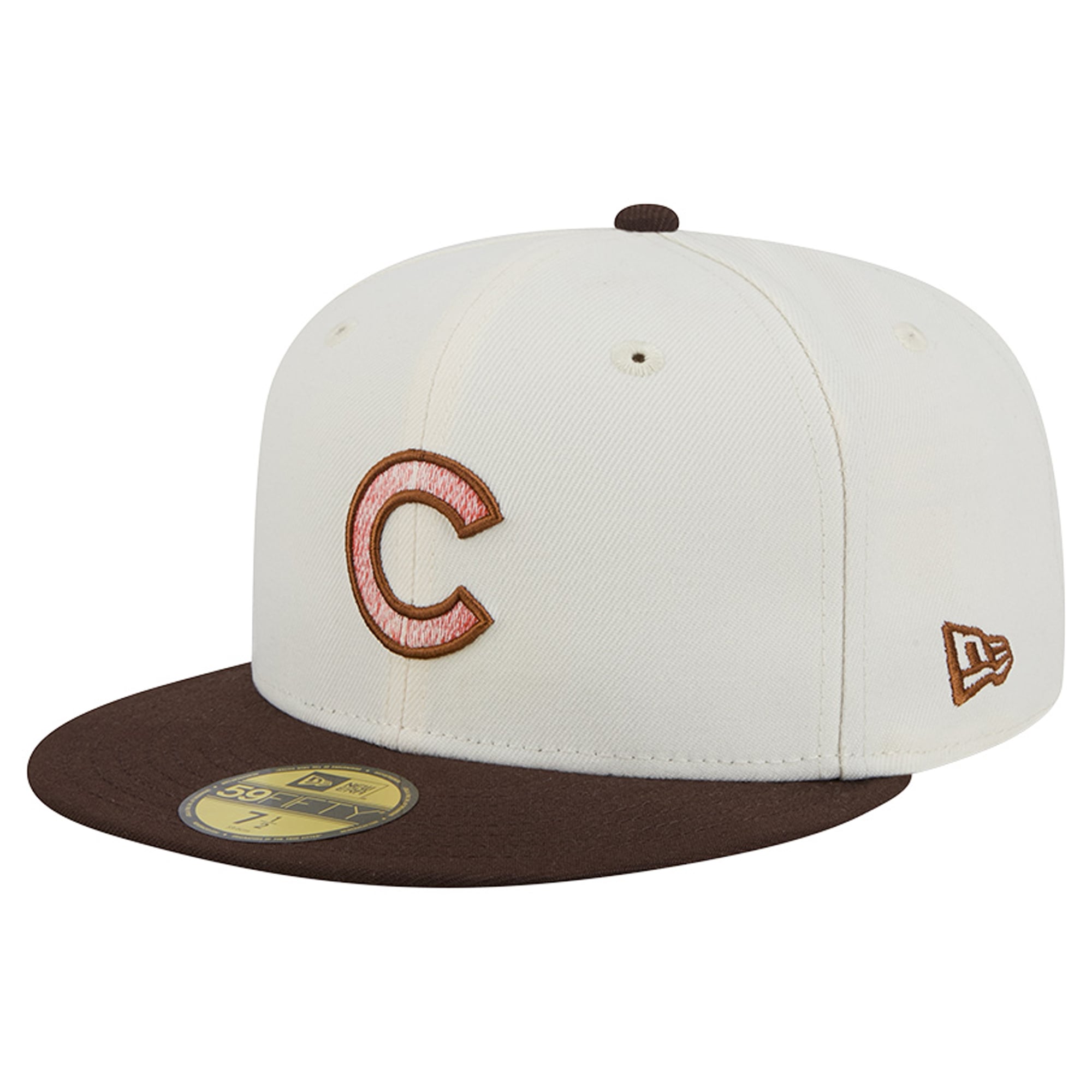 Casquette ajustée New Era 59FIFTY pour homme, couleur naturelle/marron, Chicago Cubs, motif citrouille épicée