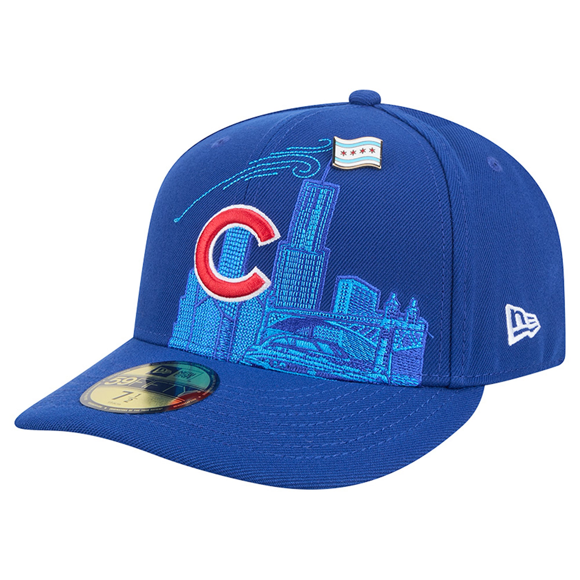 Casquette ajustée New Era Royal Chicago Cubs City Icon Pin 59FIFTY pour homme