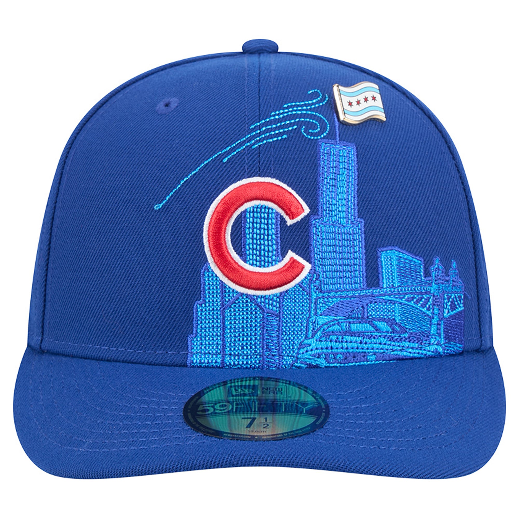 Casquette ajustée New Era Royal Chicago Cubs City Icon Pin 59FIFTY pour homme