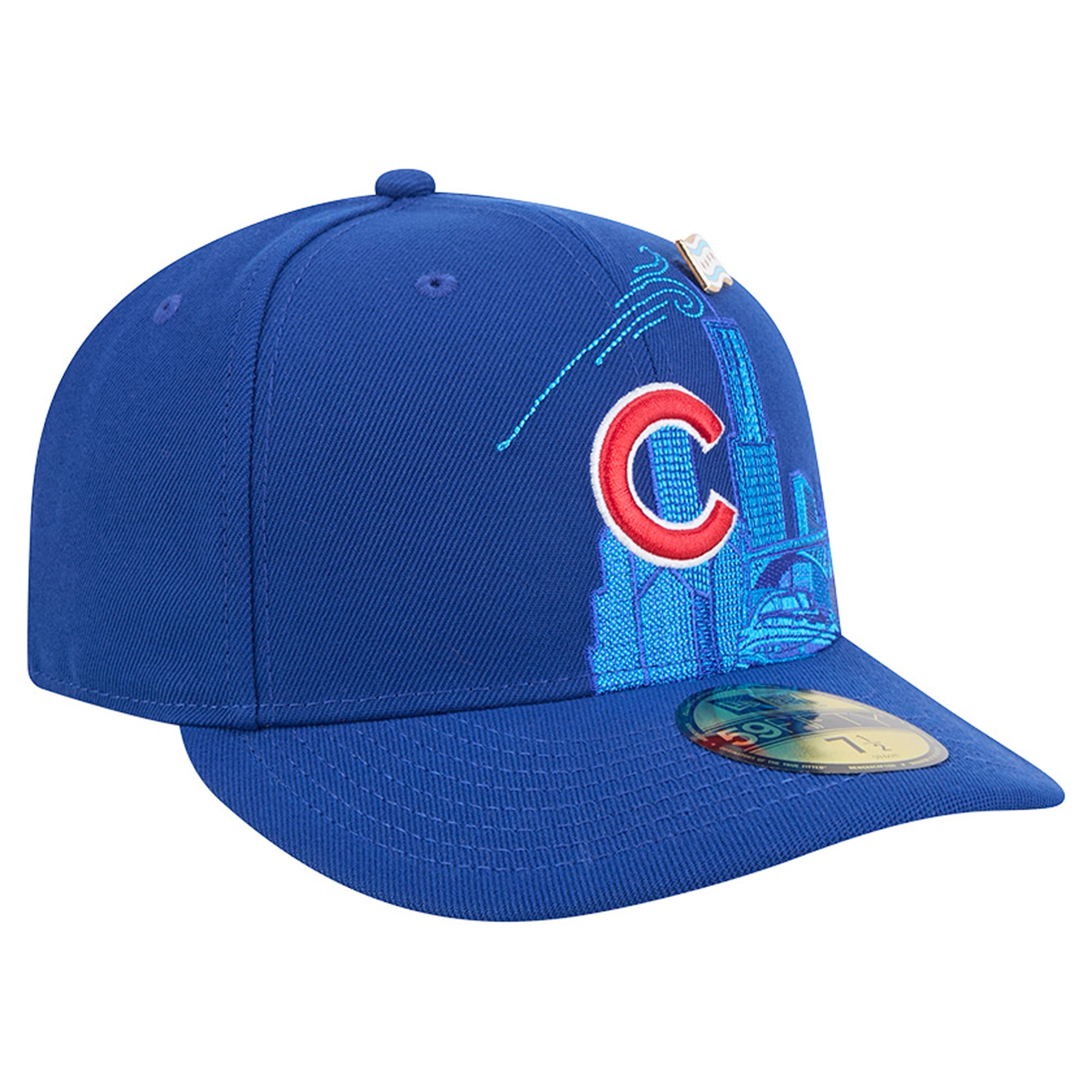 Casquette ajustée New Era Royal Chicago Cubs City Icon Pin 59FIFTY pour homme