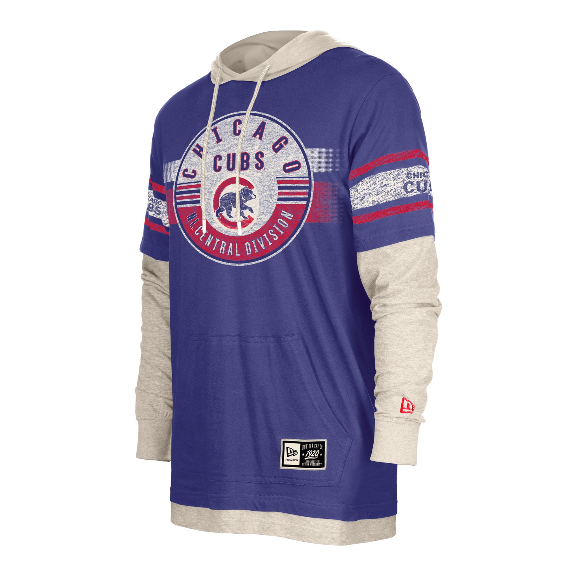 Men's New Era Royal/Cream Chicago Cubs Throwback Twofer Hoodie