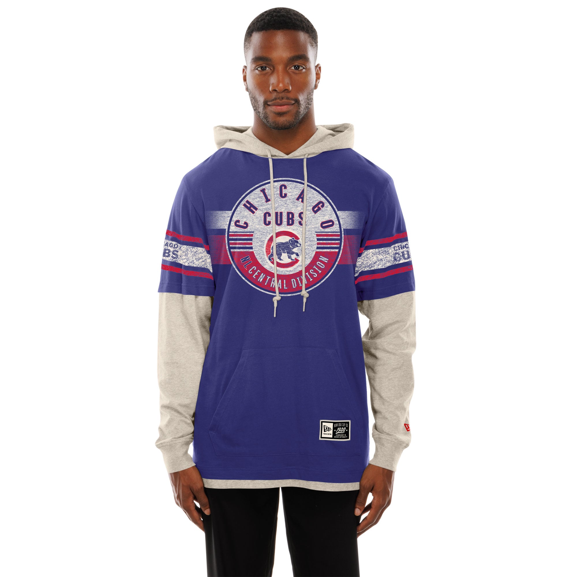 Men's New Era Royal/Cream Chicago Cubs Throwback Twofer Hoodie