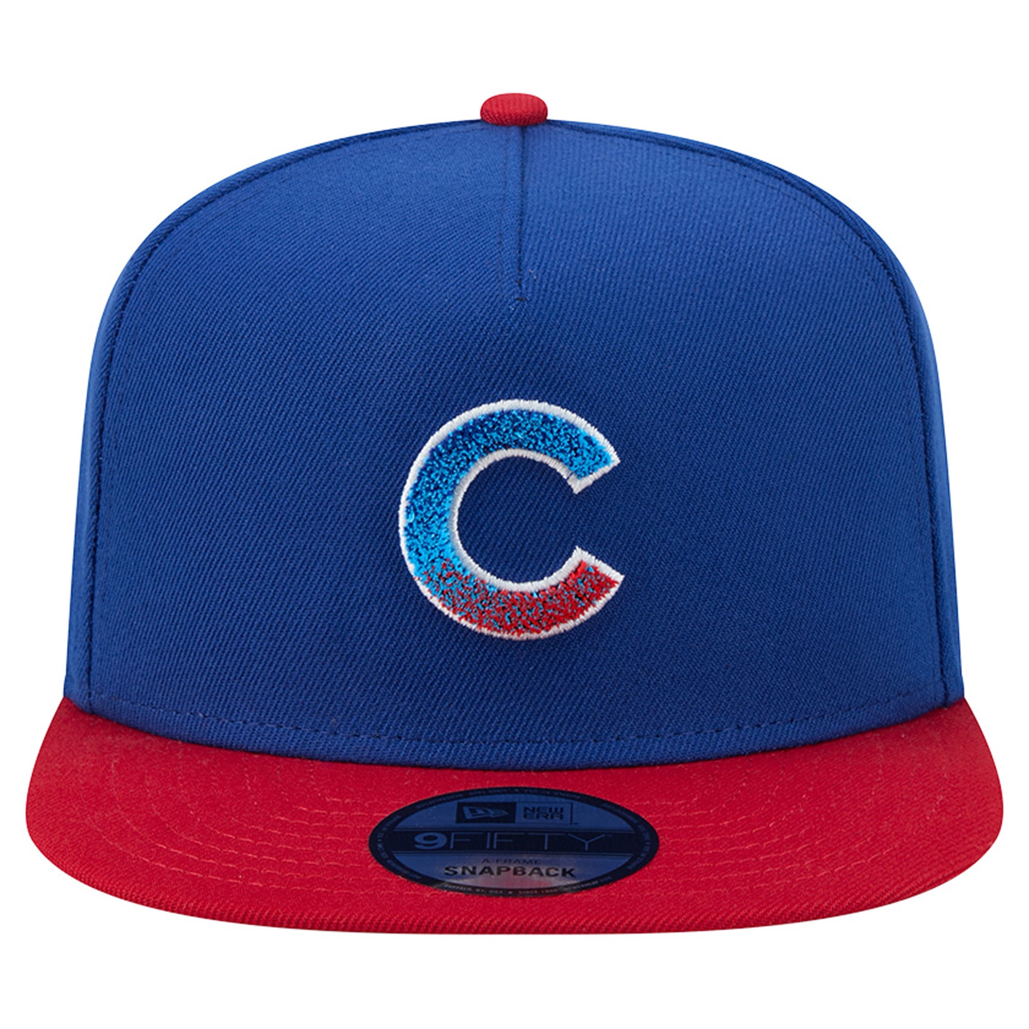 Casquette snapback New Era 9FIFTY pour homme, coloris bleu royal/rouge, motif chenille dégradé Chicago Cubs.