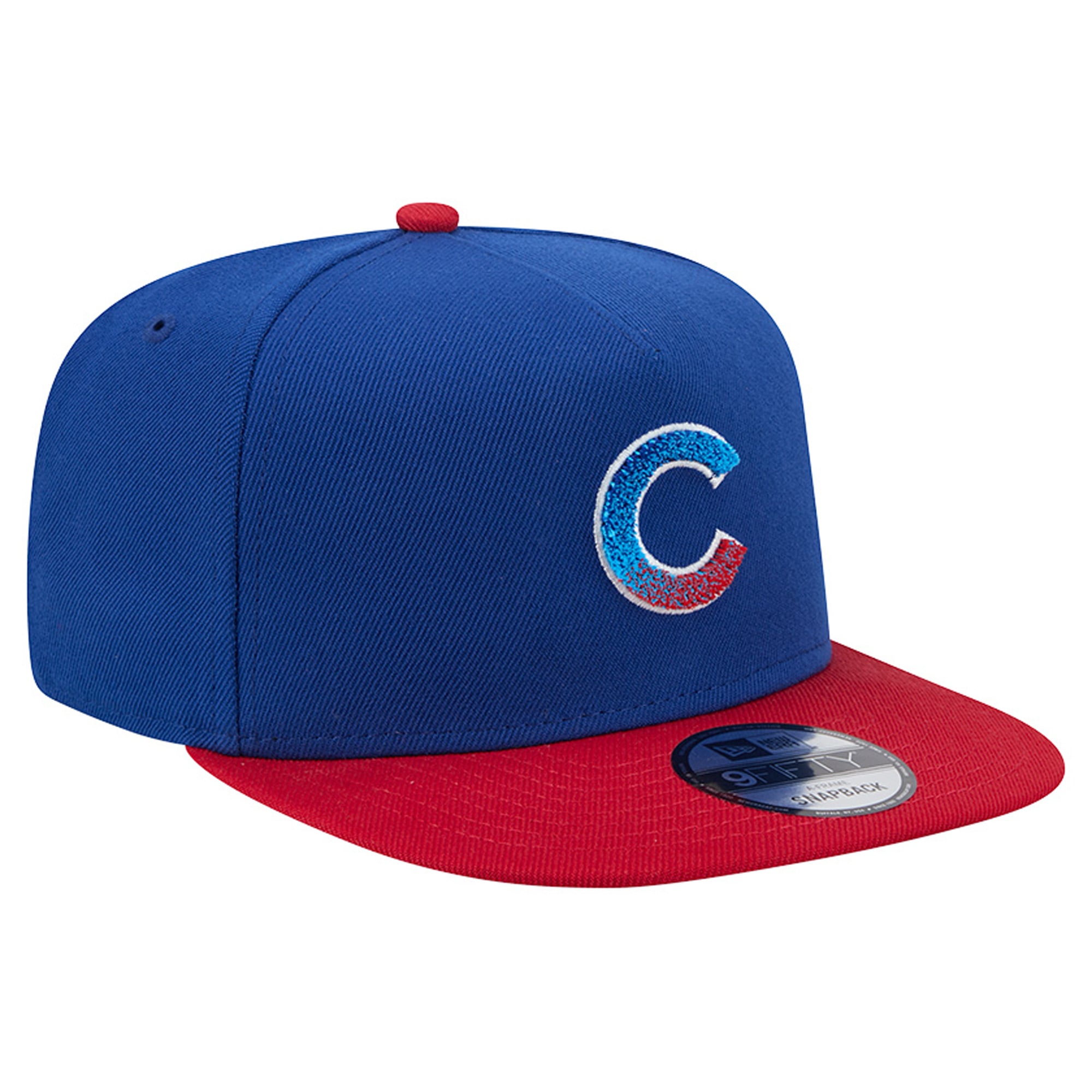 Casquette snapback New Era 9FIFTY pour homme, coloris bleu royal/rouge, motif chenille dégradé Chicago Cubs.