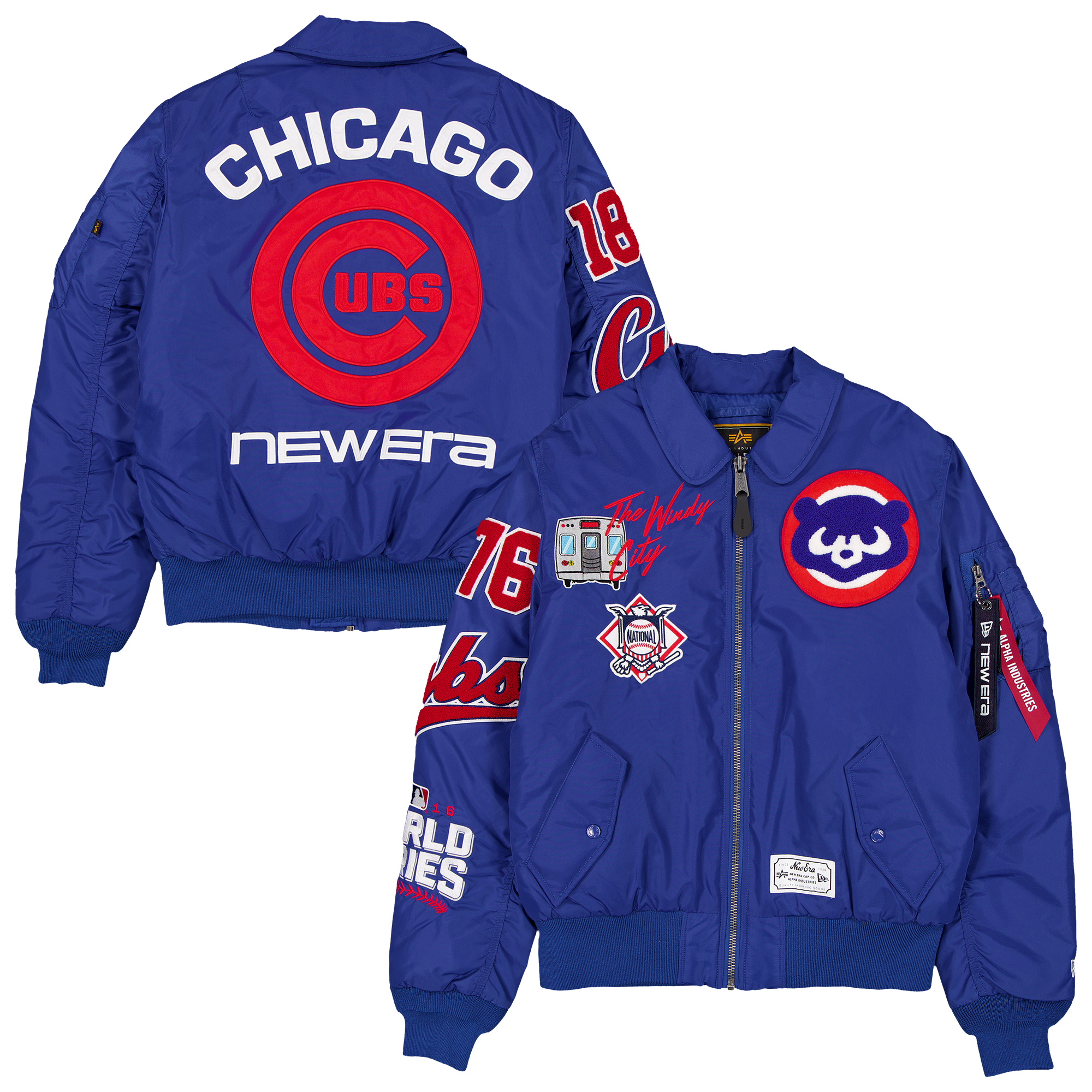 Veste bomber zippée intégrale New Era x Alpha Industries Royal Chicago Cubs MA-1 pour homme