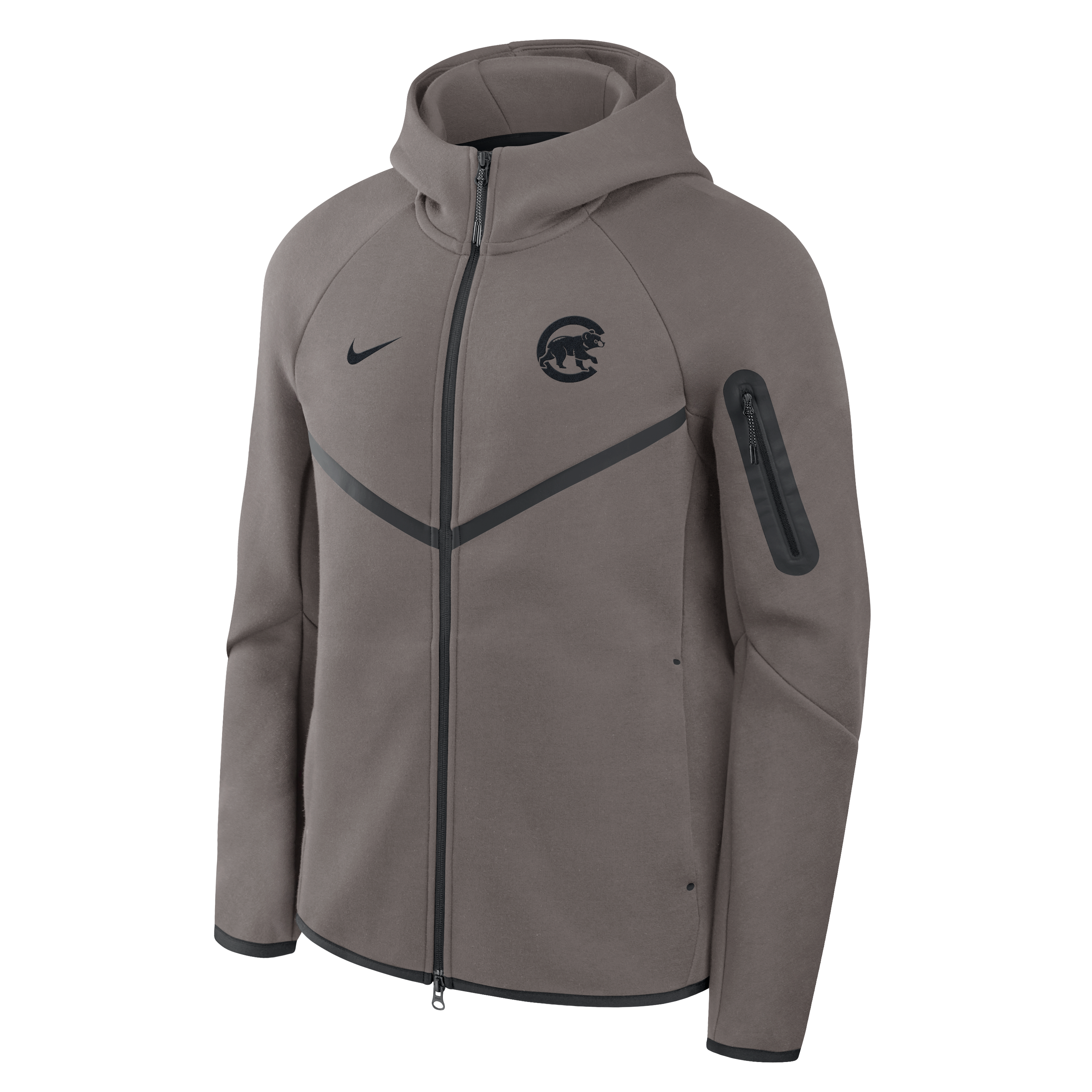 Sweat à capuche zippé Nike Tech Windrunner marron Chicago Cubs pour homme