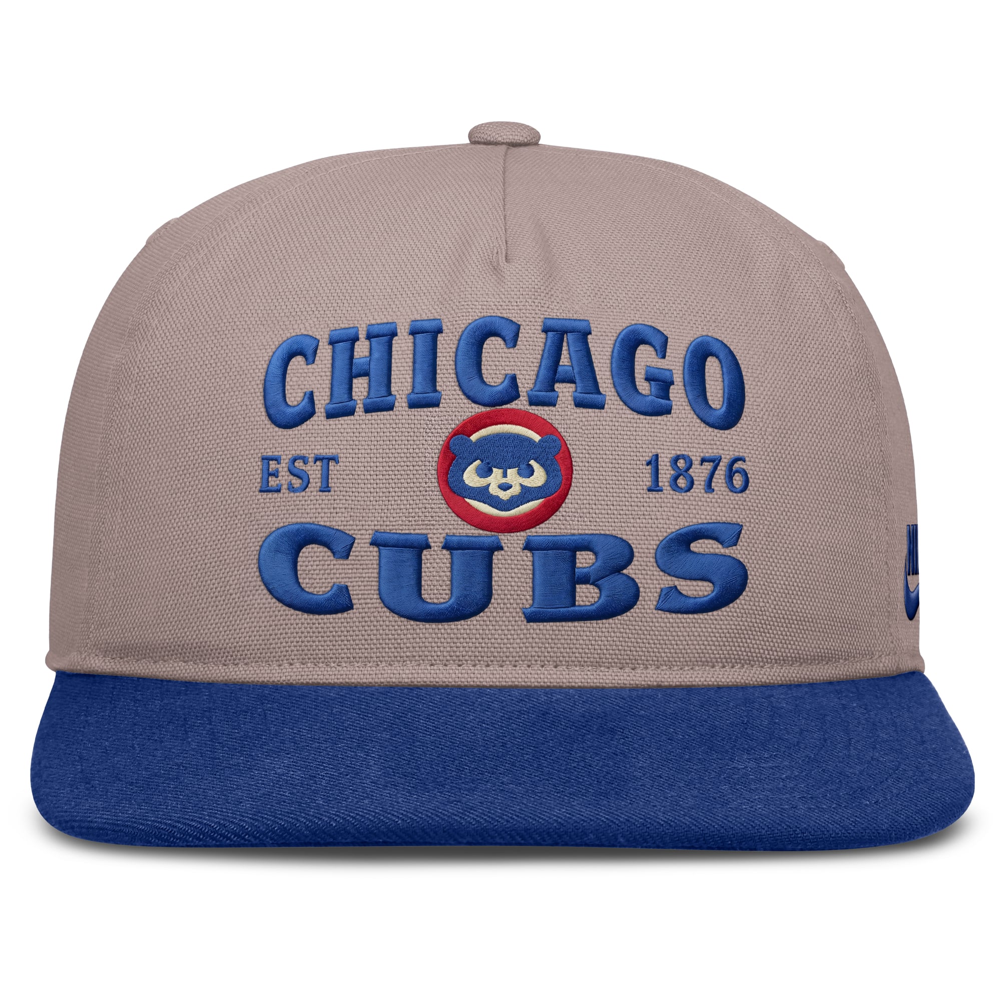 Casquette ajustable Nike pour homme, marron clair/bleu roi, Chicago Cubs Cooperstown Pro, 5 panneaux