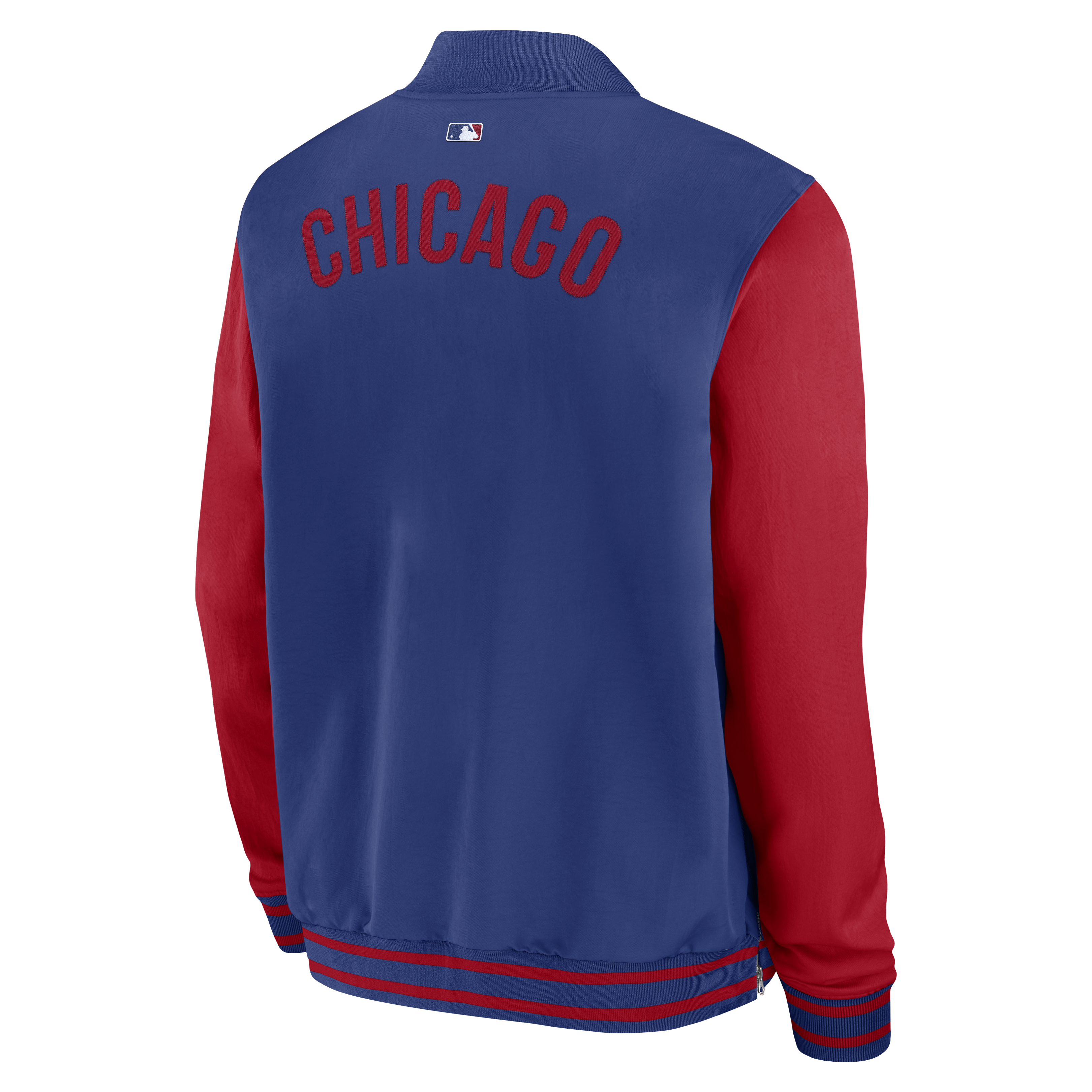 Veste aviateur Nike pour homme, coupe décontractée, entièrement zippée, collection authentique des Chicago Cubs, bleu royal/rouge