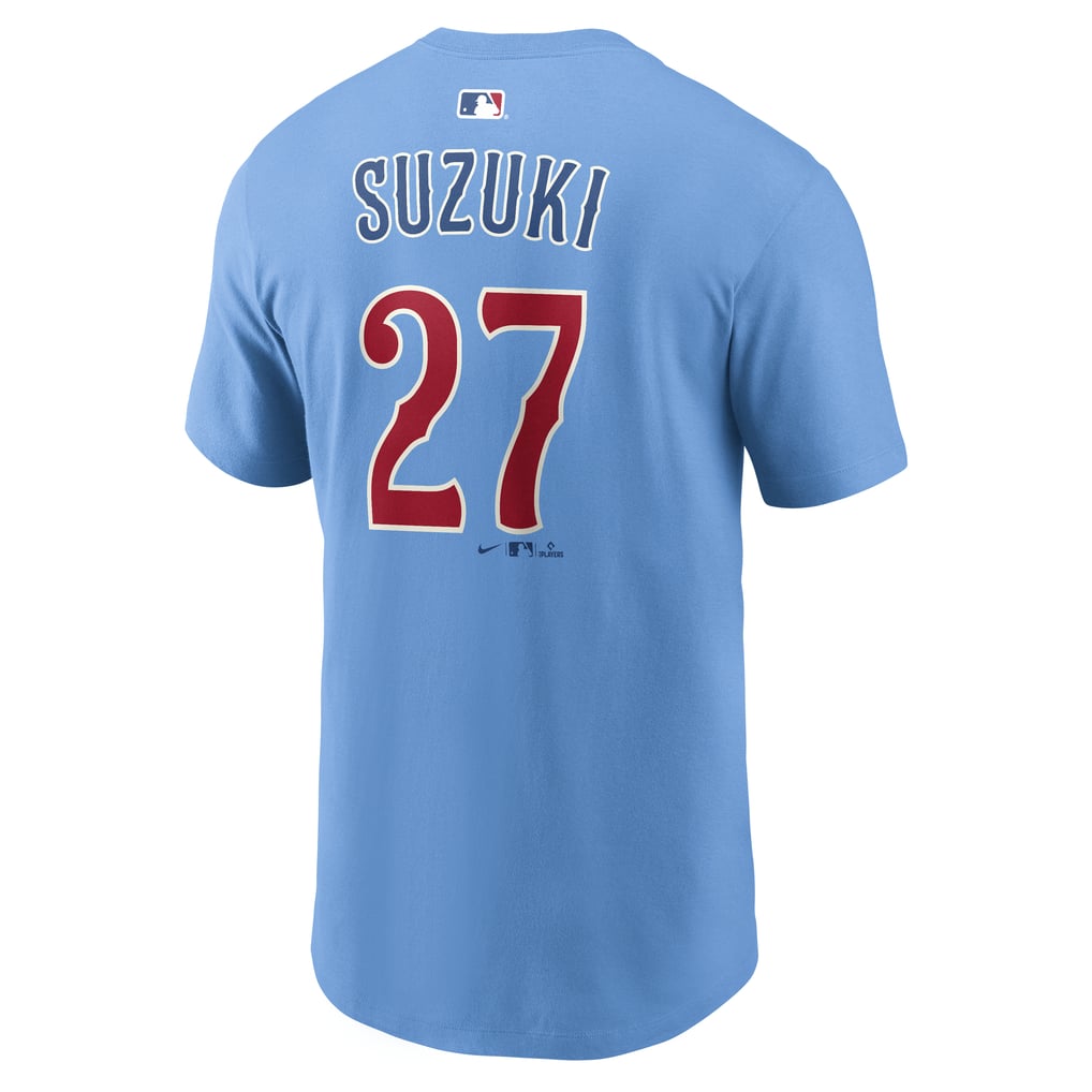 メンズ Nike 鈴木誠也 ライトブルー シカゴ・カブス Name & Number Tシャツ
