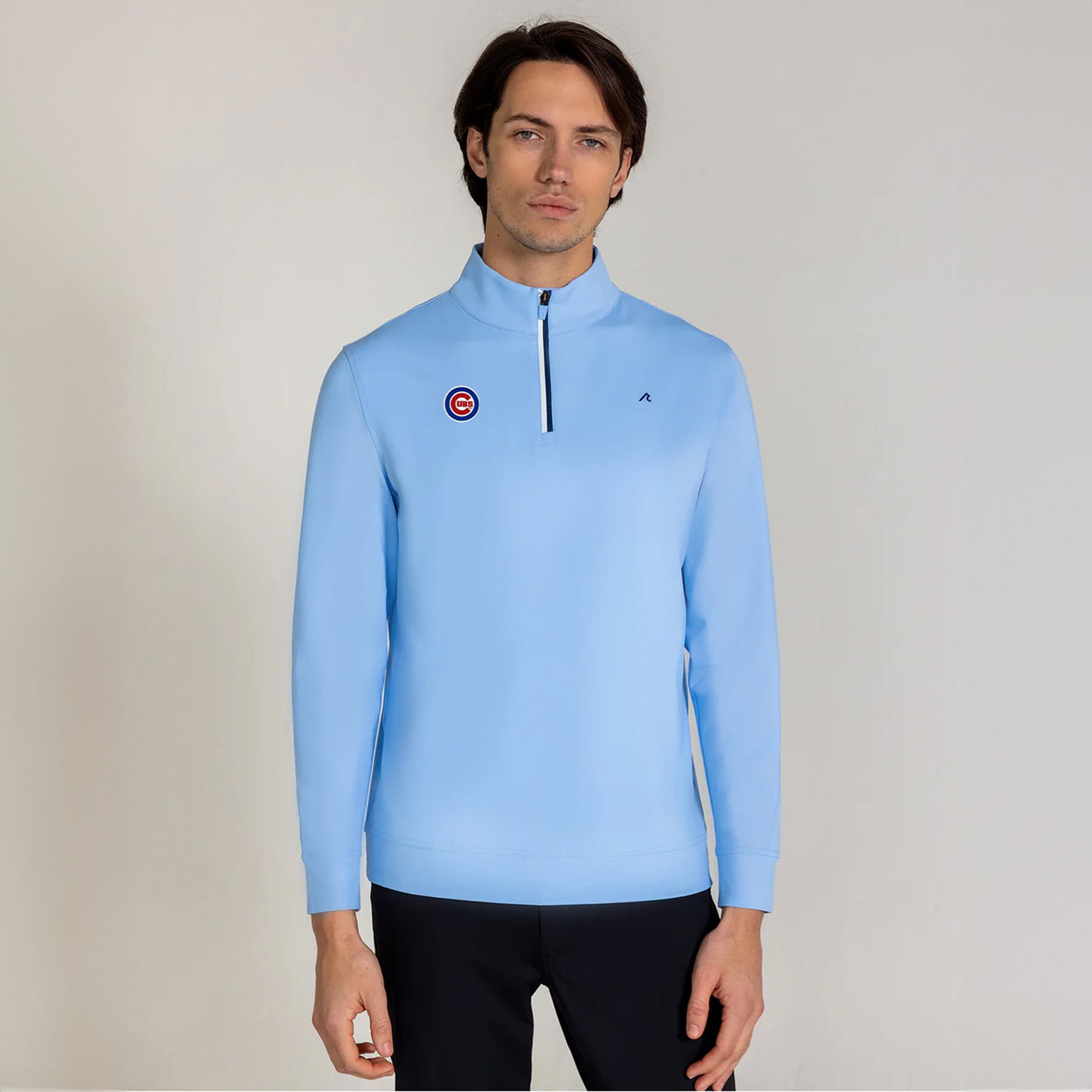Men's Redvanly  Light Blue Chicago Cubs Fleet Quarter-Zip Pullover