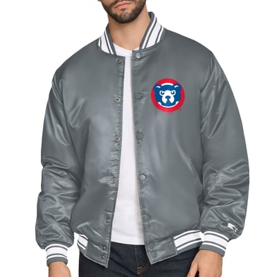  Chicago Cubs Starter Cooperstown Logo Full-Snap Varsity Jacket - Gray