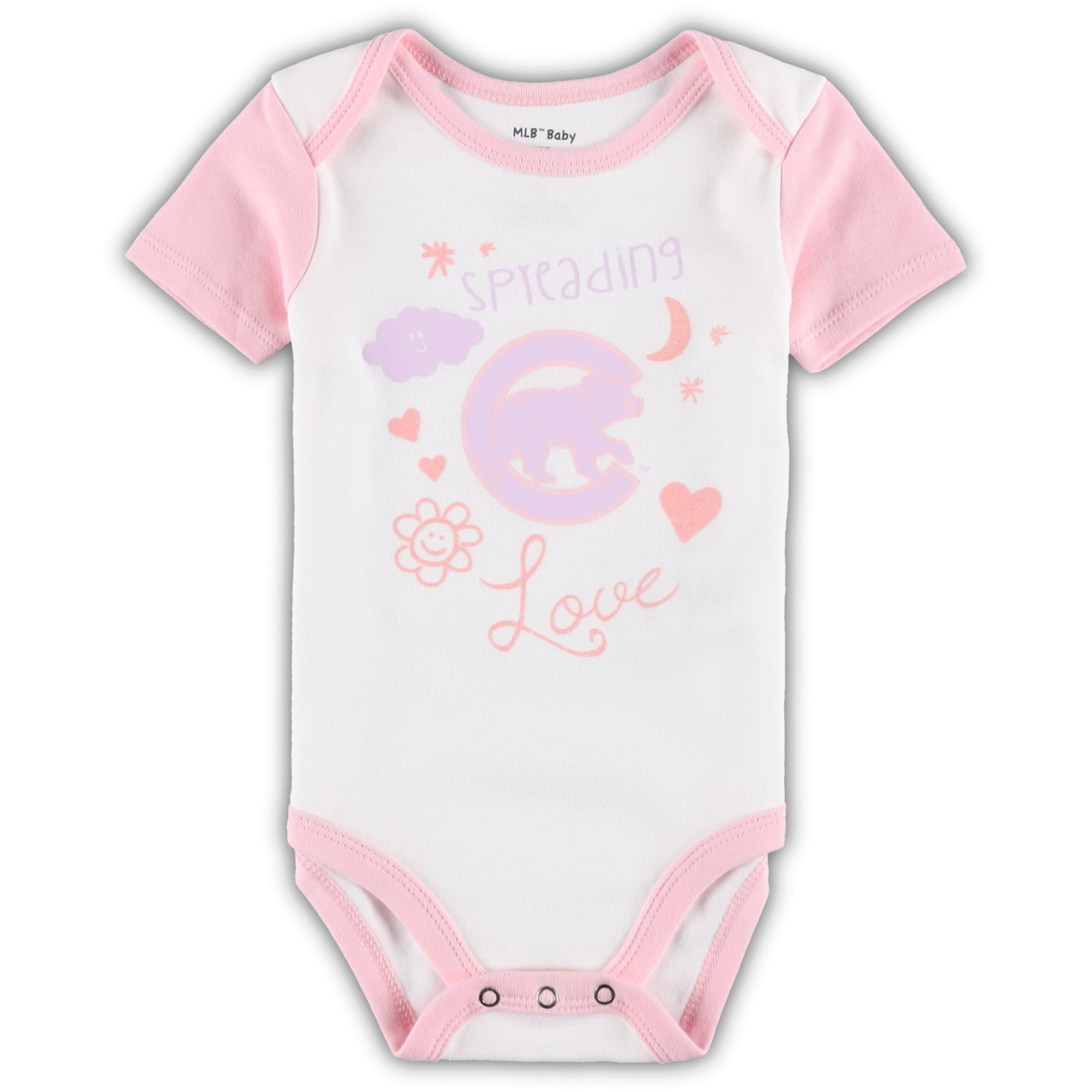 Newborn & Infant White/Pink Chicago Cubs Spreading Love Bodysuit Tutu with Leggings Set