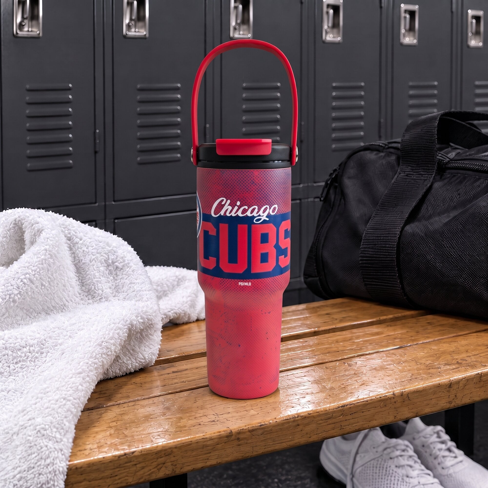 Gourde Pegasus Chicago Cubs 710 ml (24 oz) en acier inoxydable à double bouchon et motif moucheté dégradé