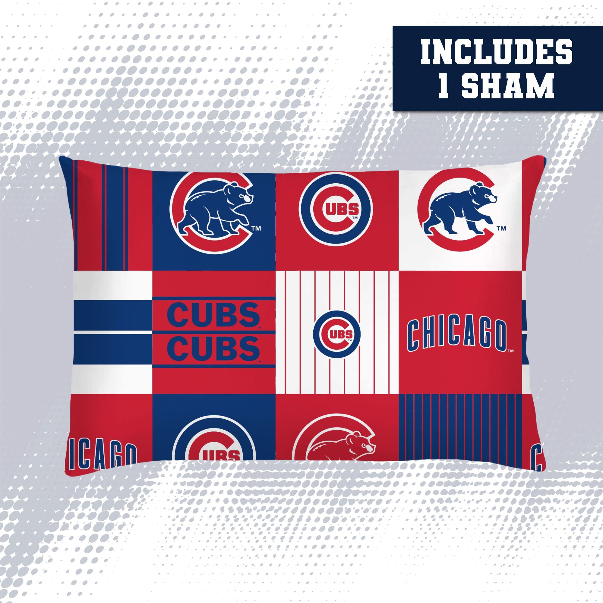 Ensemble de literie deux pièces Pegasus Chicago Cubs Patchwork Plaid pour lit simple/simple XL