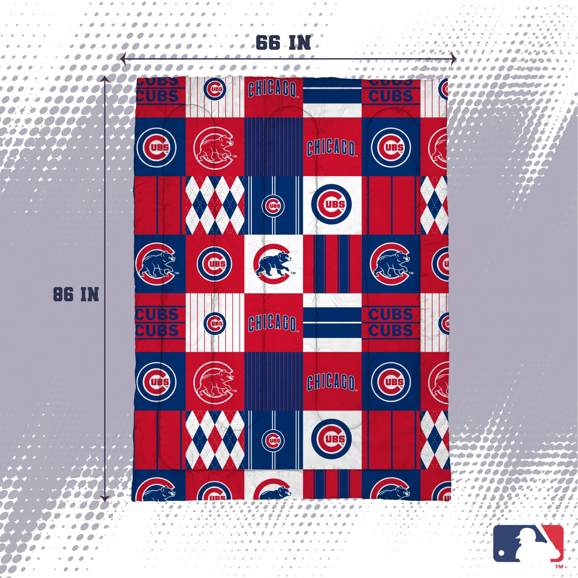 Ensemble de literie deux pièces Pegasus Chicago Cubs Patchwork Plaid pour lit simple/simple XL