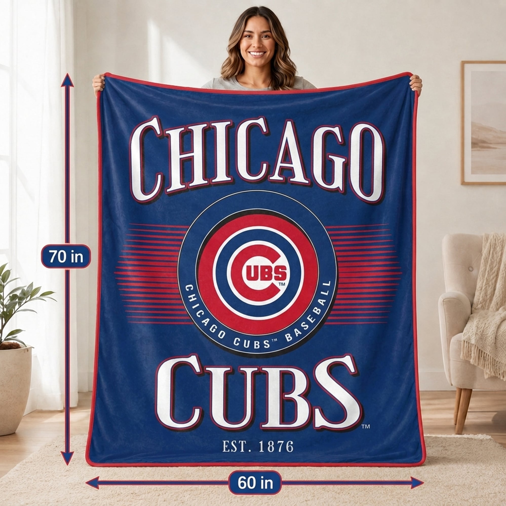 Couverture Pegasus Chicago Cubs Spotlight Arch 60" x 70" ultra douce