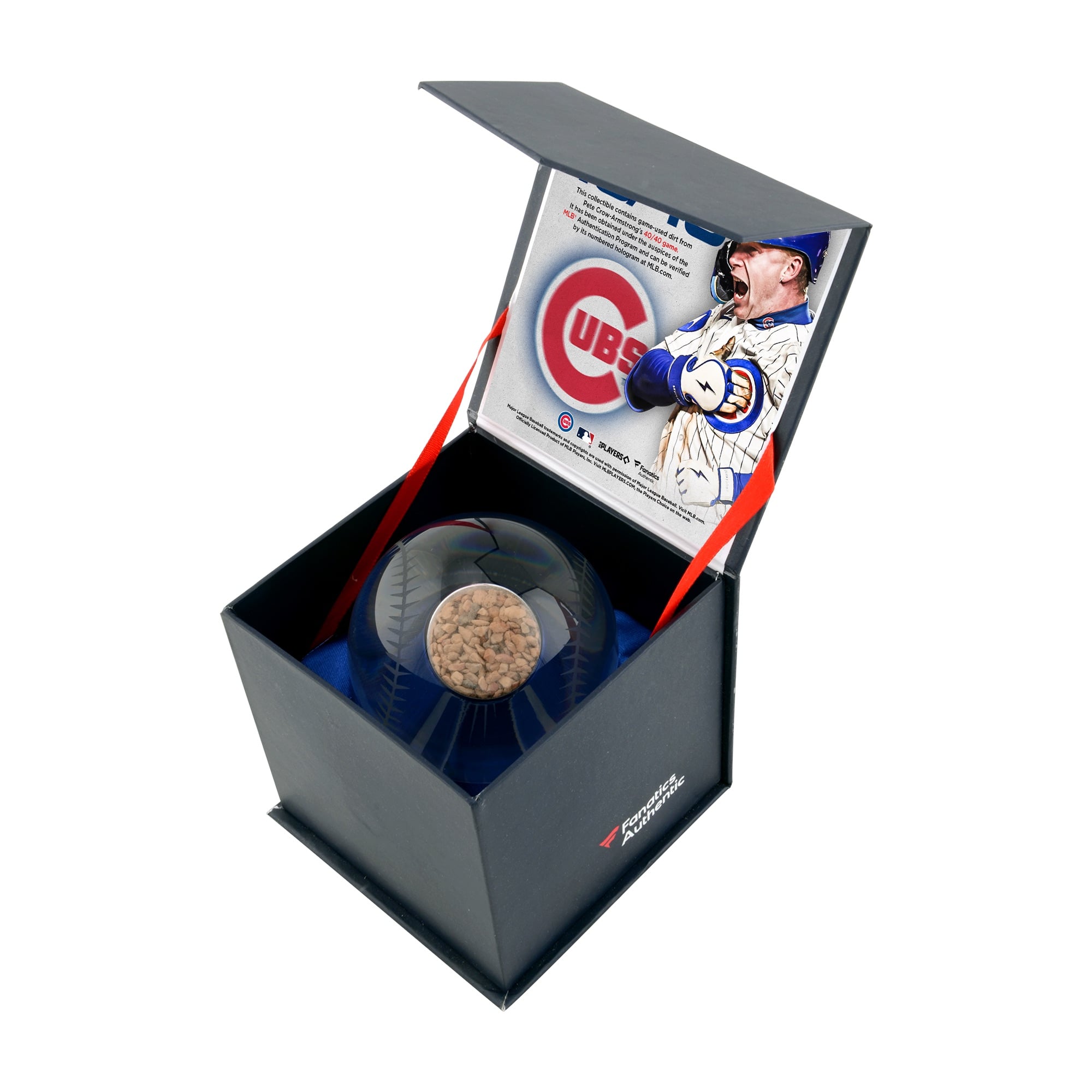 Pete Crow-Armstrong Chicago Cubs 40/40 Club Crystal Baseball with Game-Used Dirt from September 24, 2026