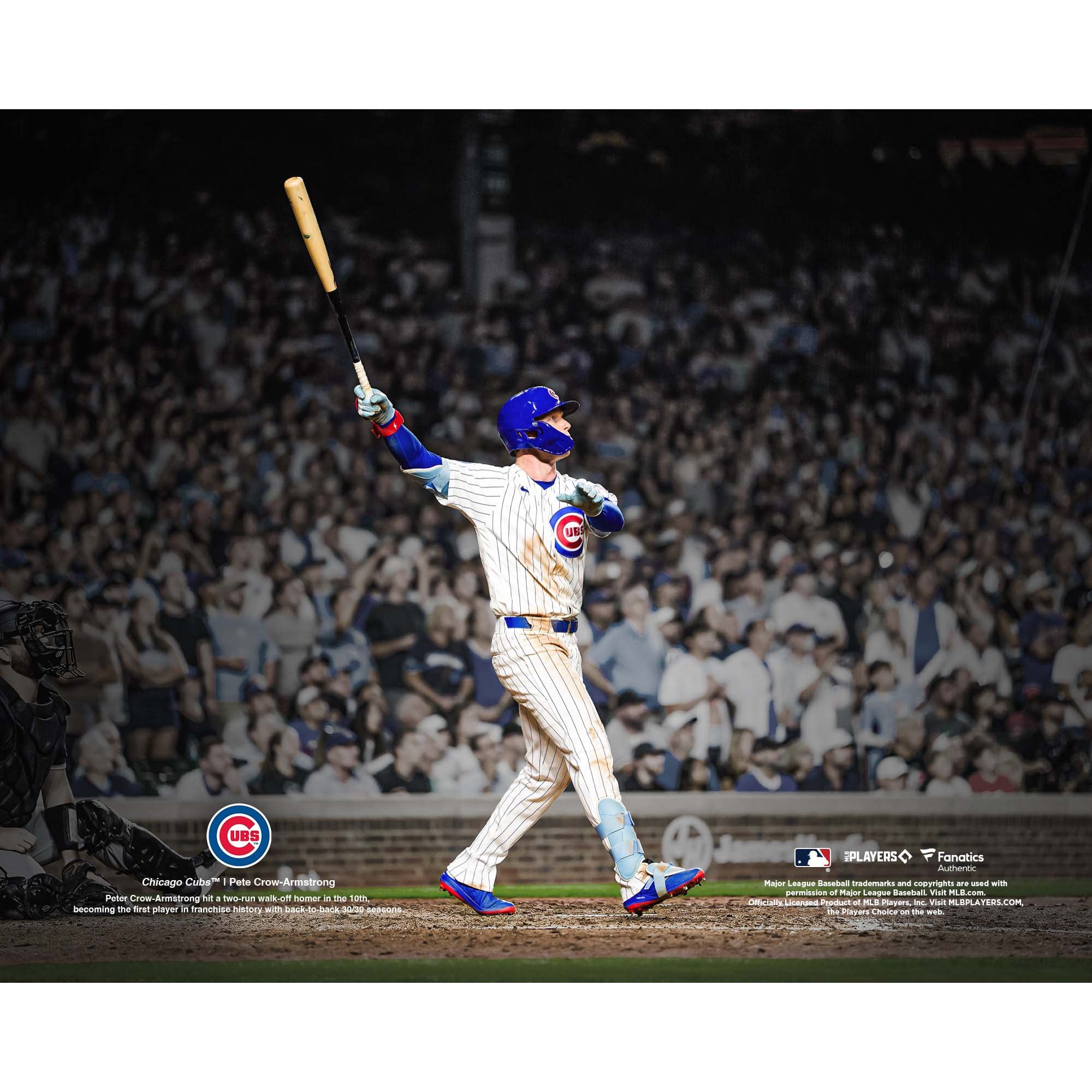 Pete Crow-Armstrong Chicago Cubs Unsigned Back-to-Back 30/30 Seasons Walk-Off Home Run Spotlight Photograph