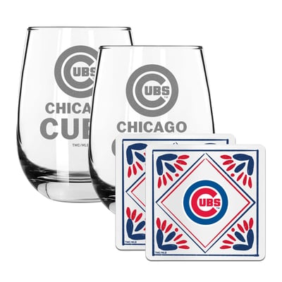 Chicago Cubs The Memory Company 15oz. Stemless Wine Glass & Coaster Set