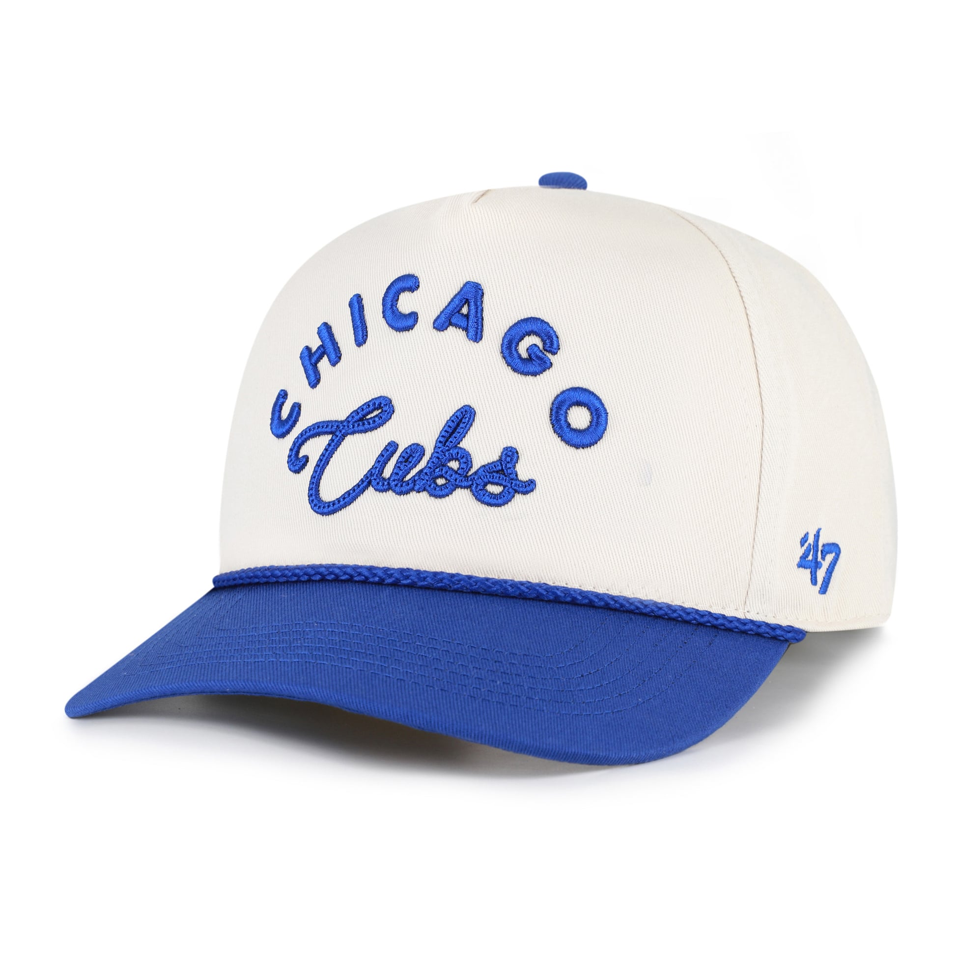 Unisex '47 Natural/Royal Chicago Cubs Rope Script Hitch Adjustable Hat