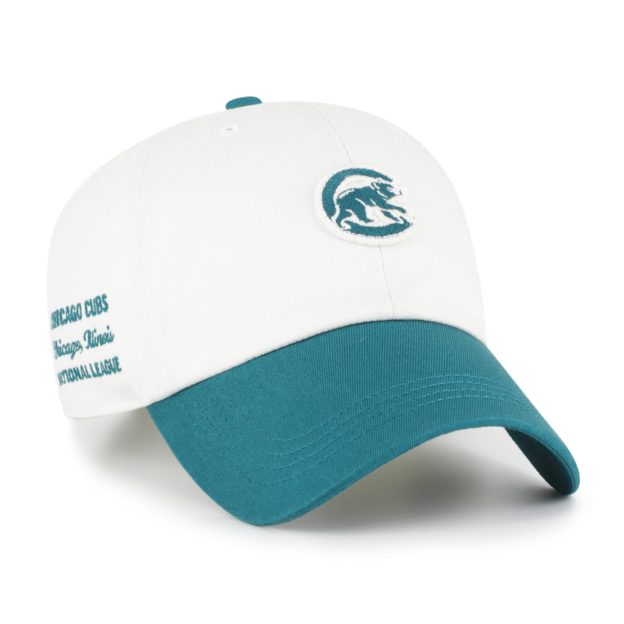 Unisex '47 White/Teal Chicago Cubs Contemporary Tonal Clean Up Adjustable Hat