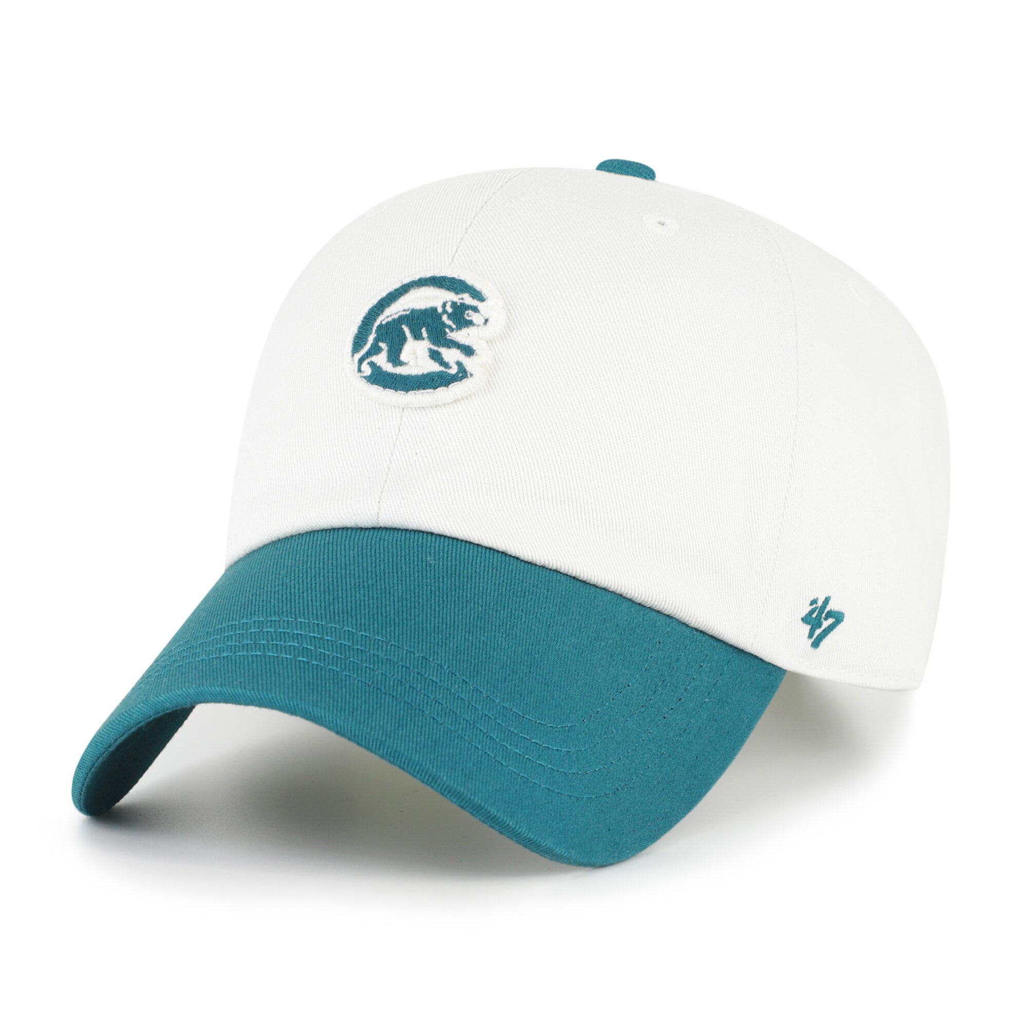 Unisex '47 White/Teal Chicago Cubs Contemporary Tonal Clean Up Adjustable Hat
