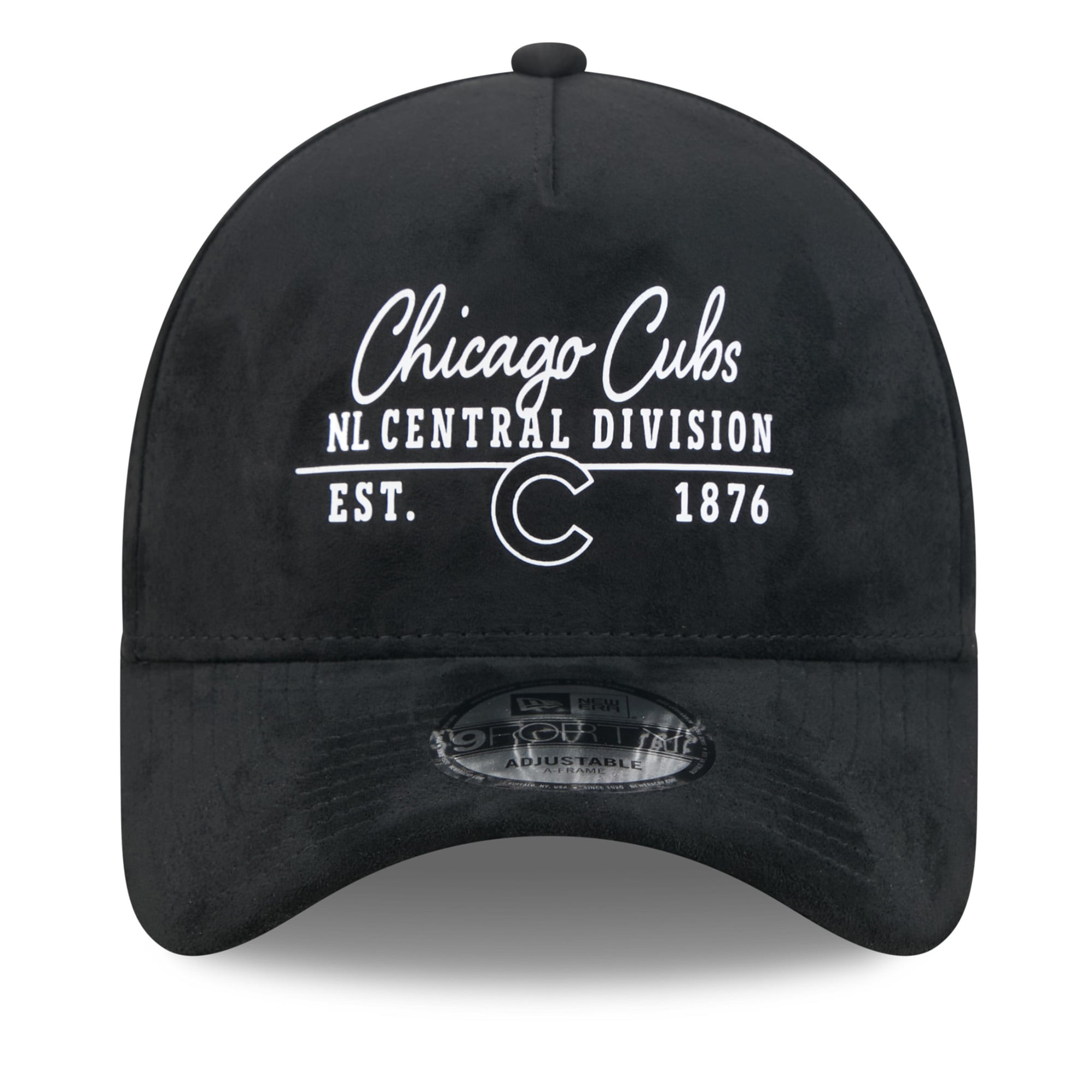Unisex New Era Black Chicago Cubs Script Text 9FORTY A-Frame Adjustable Hat