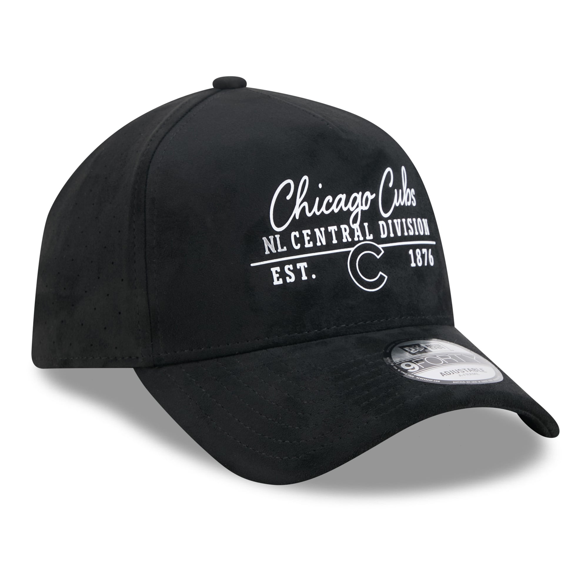 Unisex New Era Black Chicago Cubs Script Text 9FORTY A-Frame Adjustable Hat