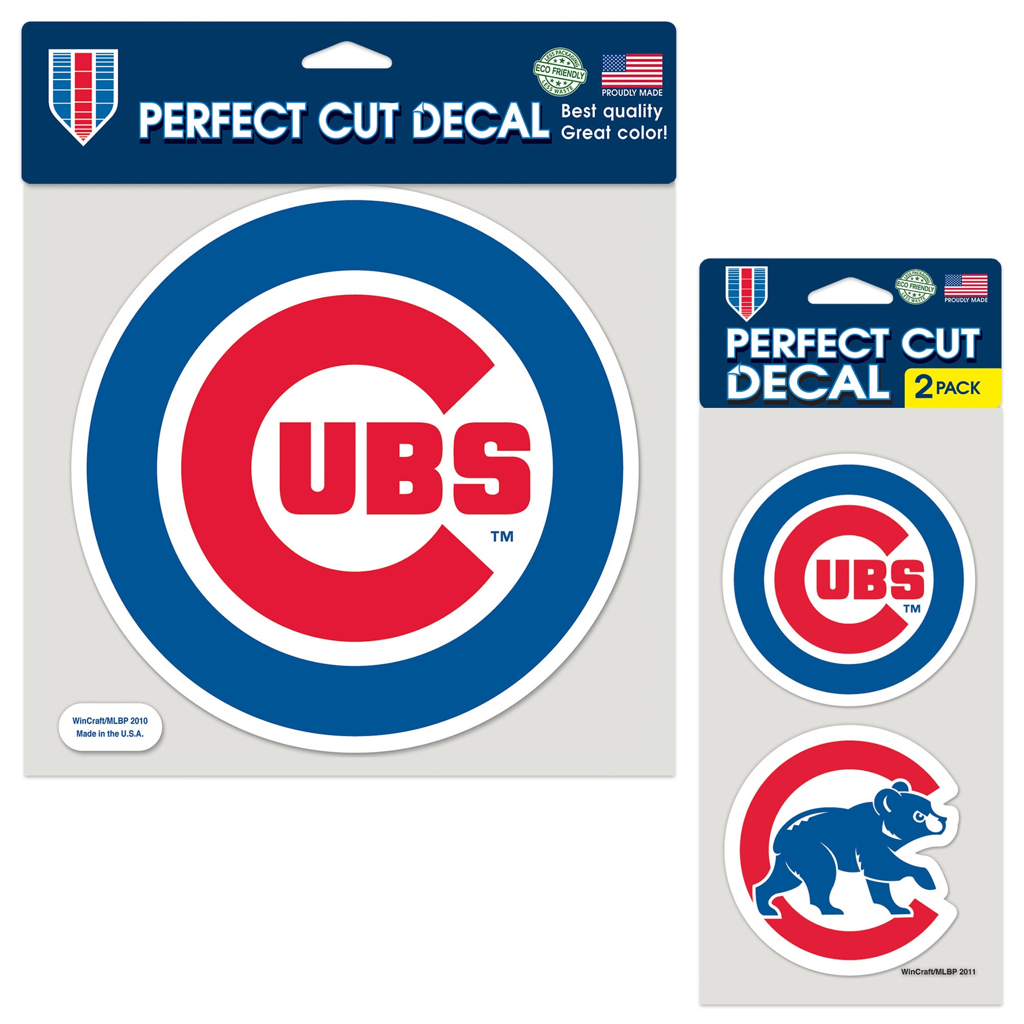 Lot de trois feuilles de décalcomanies WinCraft Chicago Cubs Perfect Cut