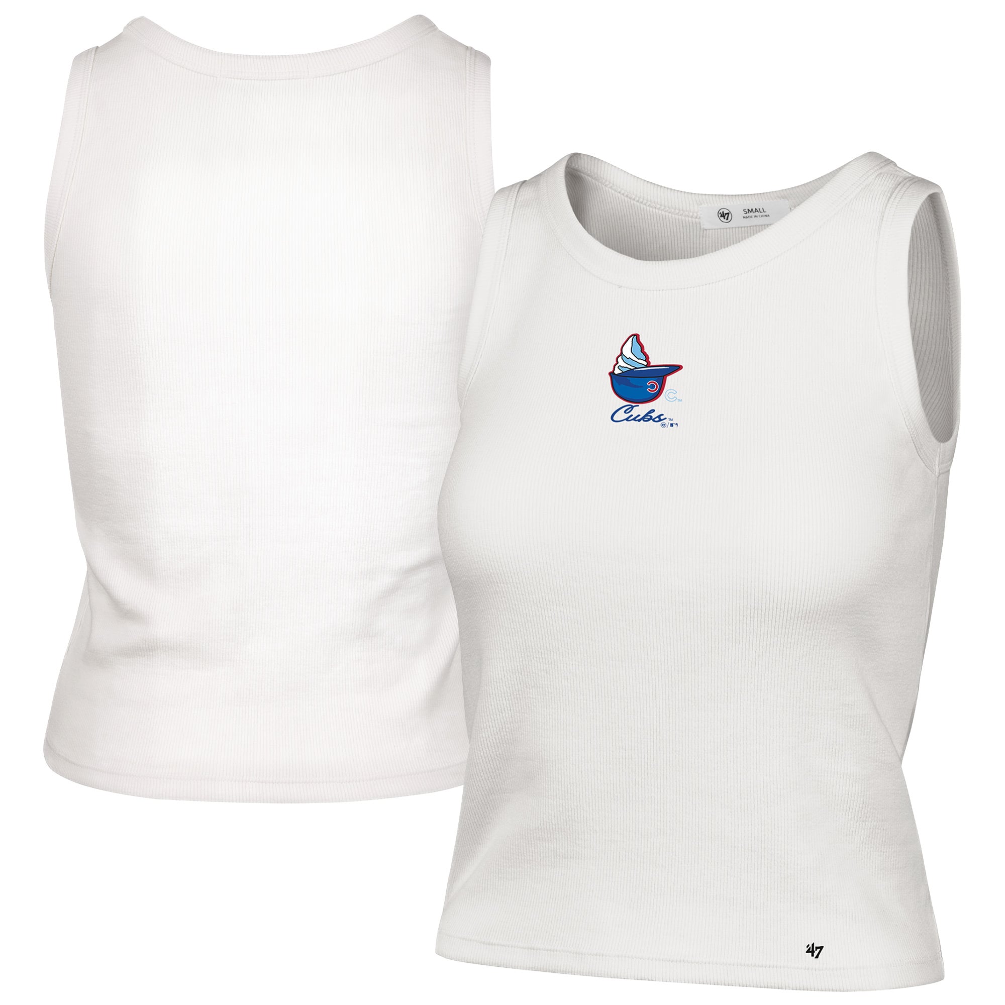 Women's '47 Cream Chicago Cubs Single Swirl Ribbed Baby Tank Top