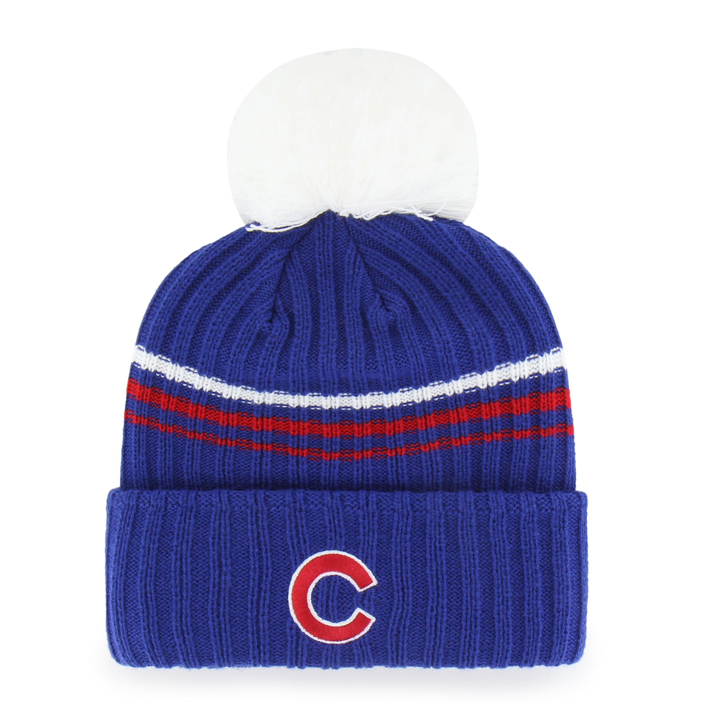 Bonnet en maille duveteuse à revers avec pompon, modèle '47 Royal Chicago Cubs pour femme